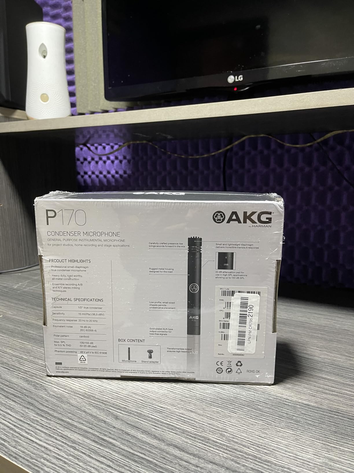 AKG Pro Audio P170 Professional, All Metal, Switchable Attenuation, Small Diaphragm Condenser Instrumental Microphone Silver Blue customer photo 1