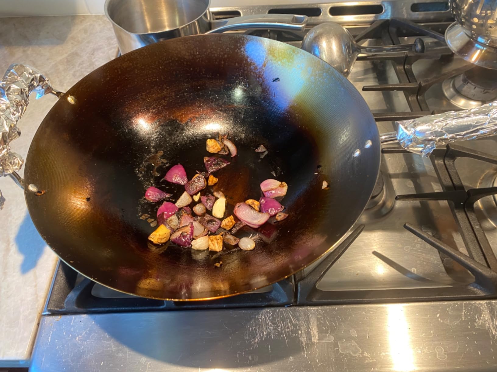 JOYCE CHEN Classic Series 14-Inch Uncoated Carbon Steel Wok Set with Lid and Birch Handles, 4 Pieces customer photo 2
