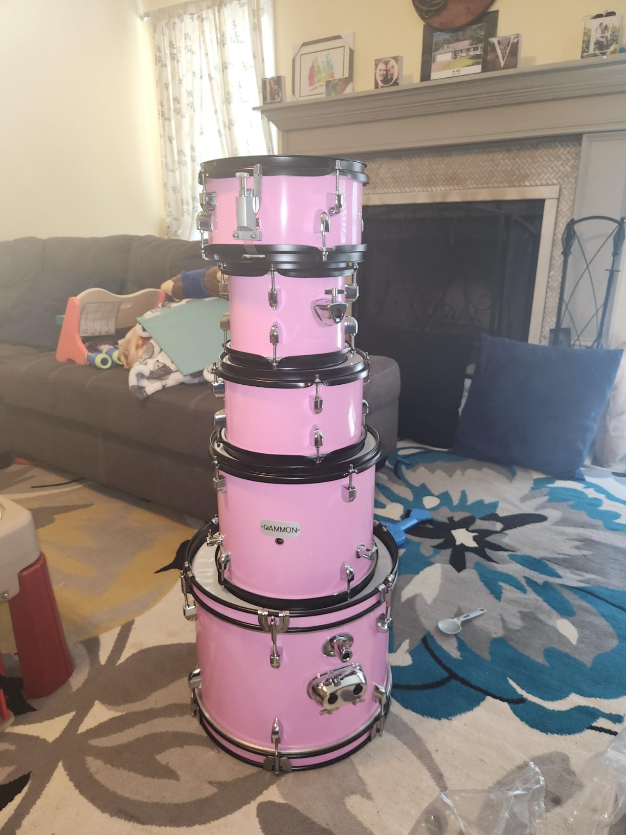 Gammon Percussion 5-Piece Kids Drum Set, Complete Junior Drum Kit with Cymbals, Hardware, Sticks, & Throne - Black customer photo 2