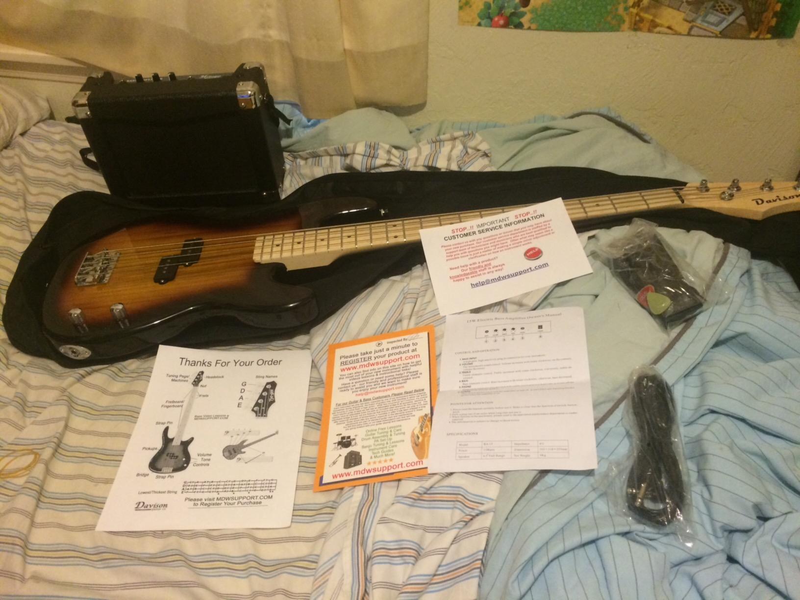 Davison Guitars Full Size Electric Bass Guitar with 15-Watt Amp, Black - 4 String Right Handed Beginner Kit with Gig Bag and Accessories customer photo 1