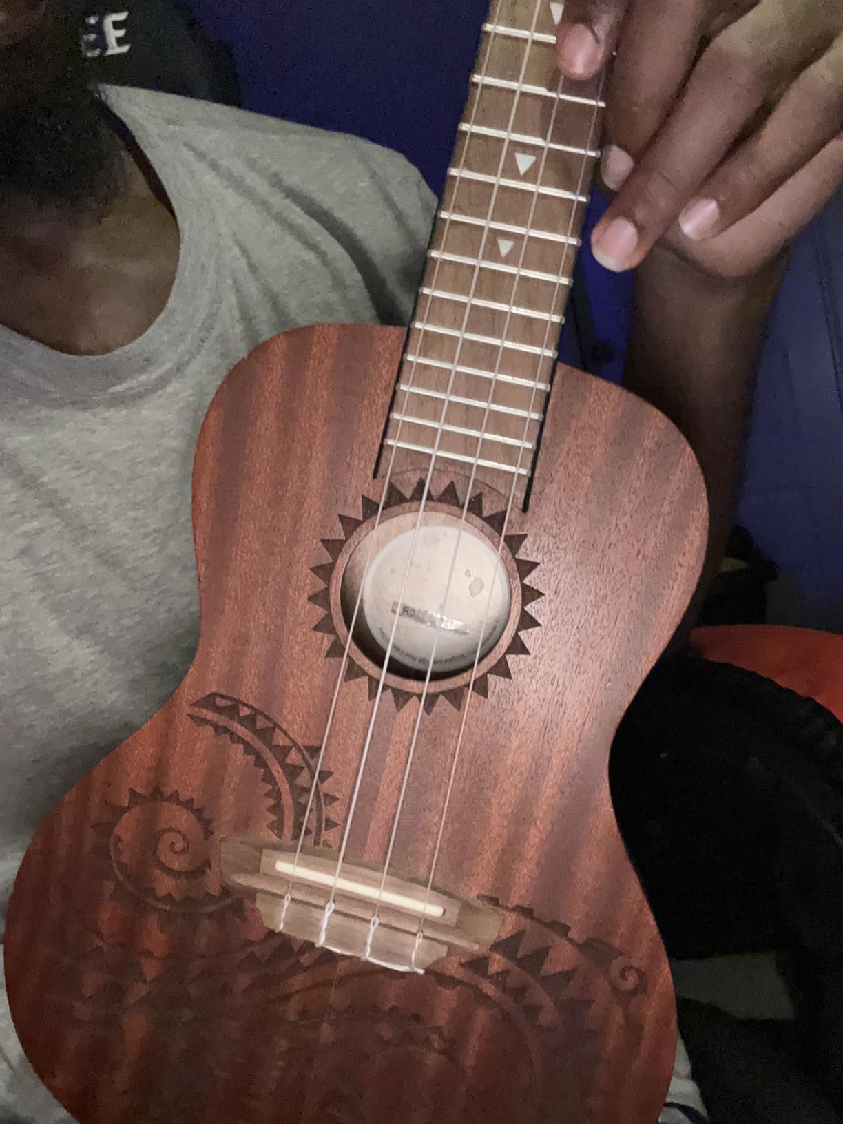 Luna Tattoo Concert Mahogany Ukulele with Gig Bag, Satin Natural customer photo 2