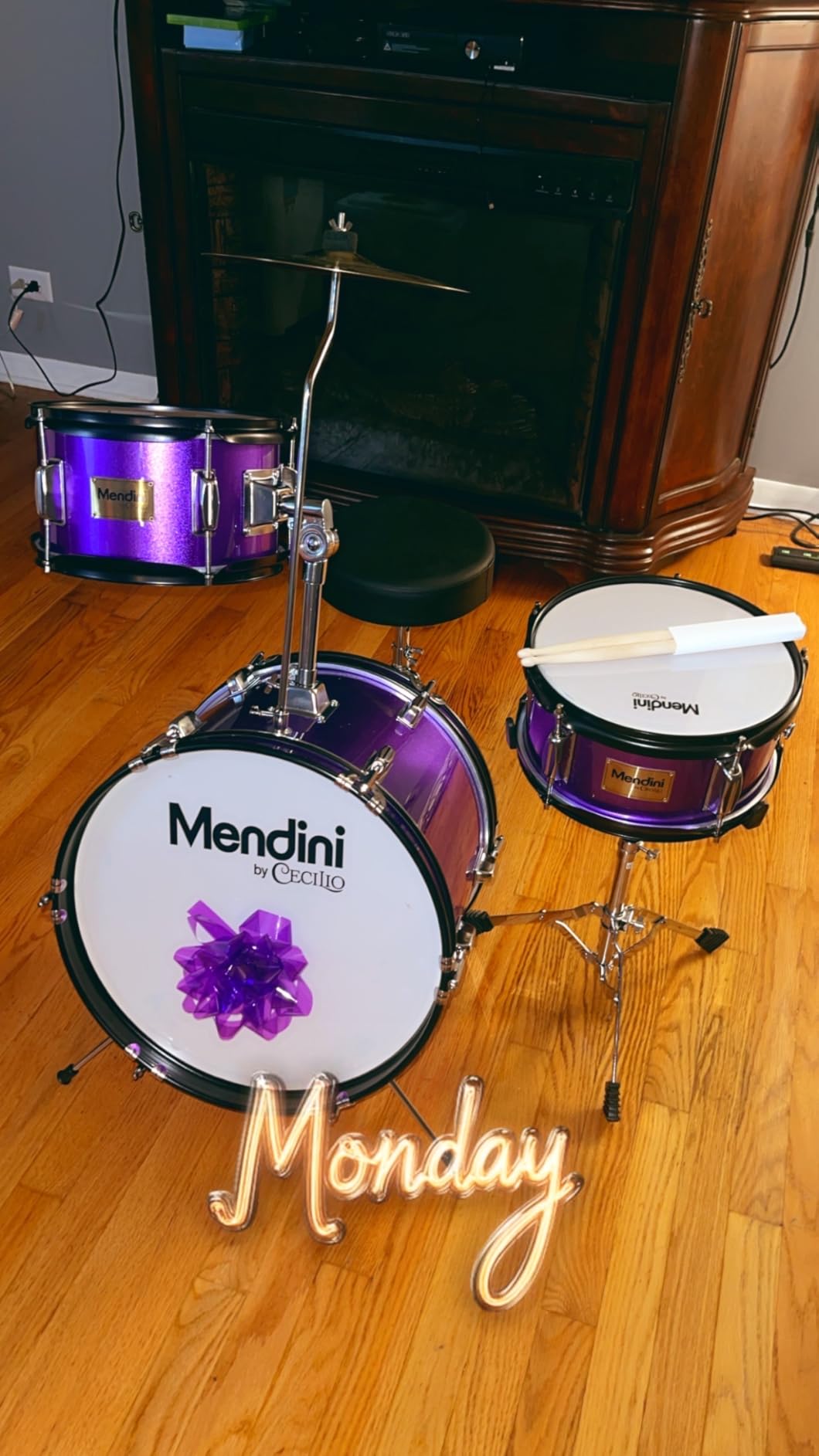 Mendini By Cecilio 16 Inch Drum Set, 3-Piece Junior Drum Set - Metallic Red customer photo 1