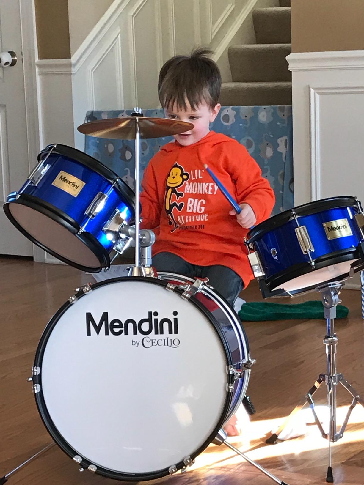 Mendini By Cecilio 16 Inch Drum Set, 3-Piece Junior Drum Set - Metallic Red customer photo 2