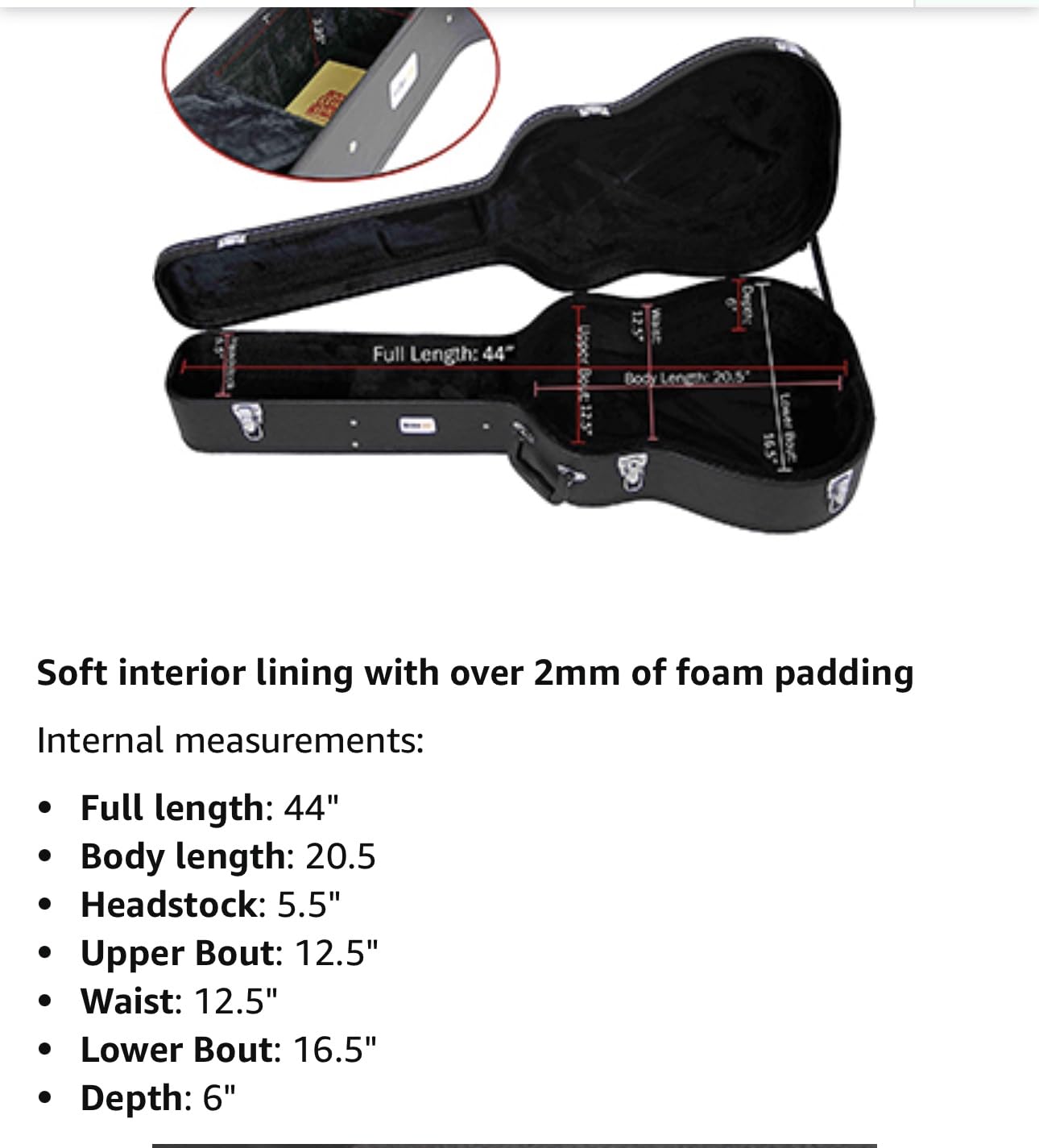 Gearlux Dreadnought Acoustic Guitar Hardshell Case with Accessory Compartment - Black customer photo 1