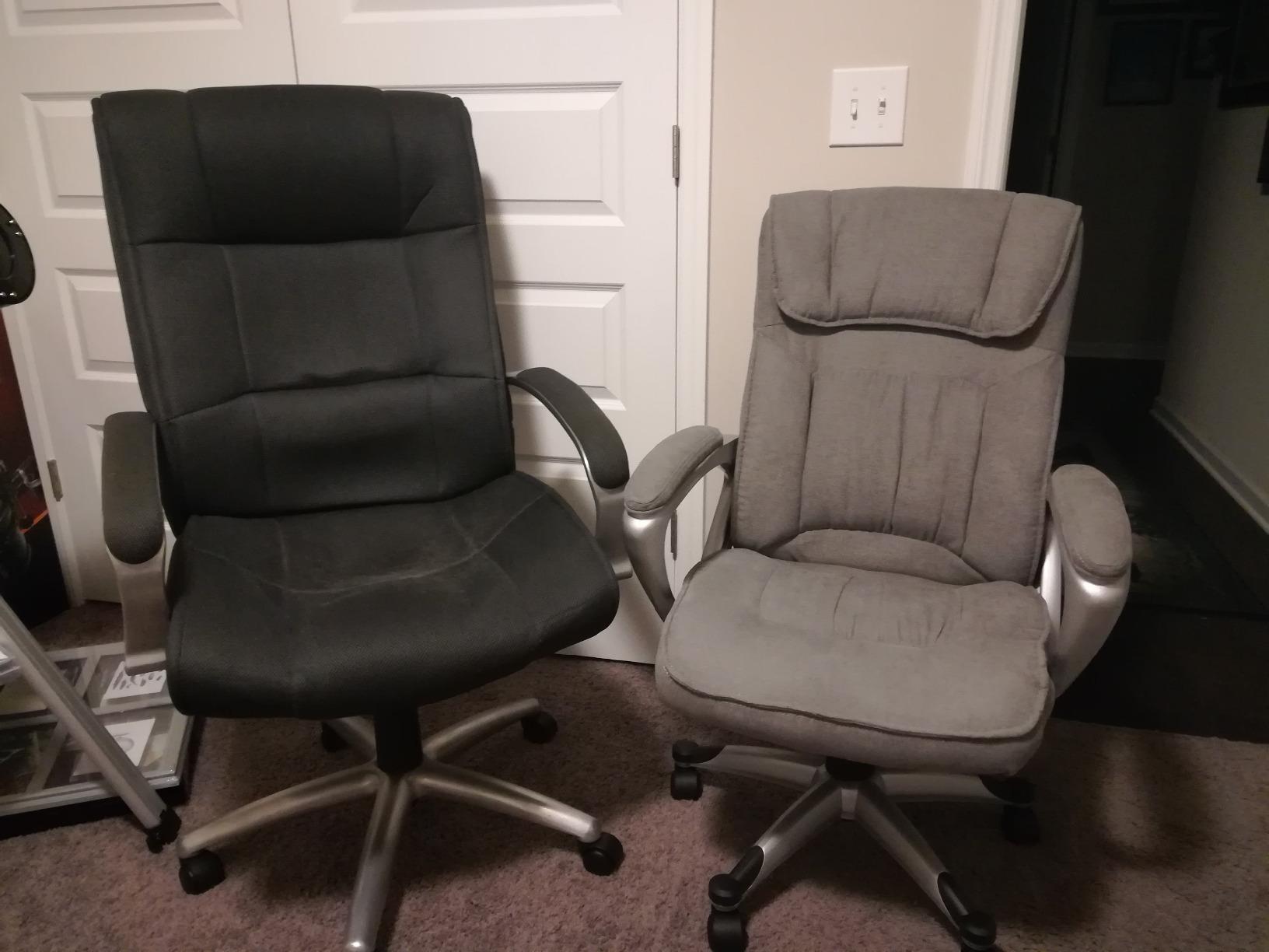 Serta® Hannah Executive Home Office Desk Chair, Ergonomic Mid-Back with Lumbar Support, Firm Seat Cushion, Layered Body Pillows, Padded Armrests, Swivel Base, Easy Assembly, Microfiber, Beige customer photo 2