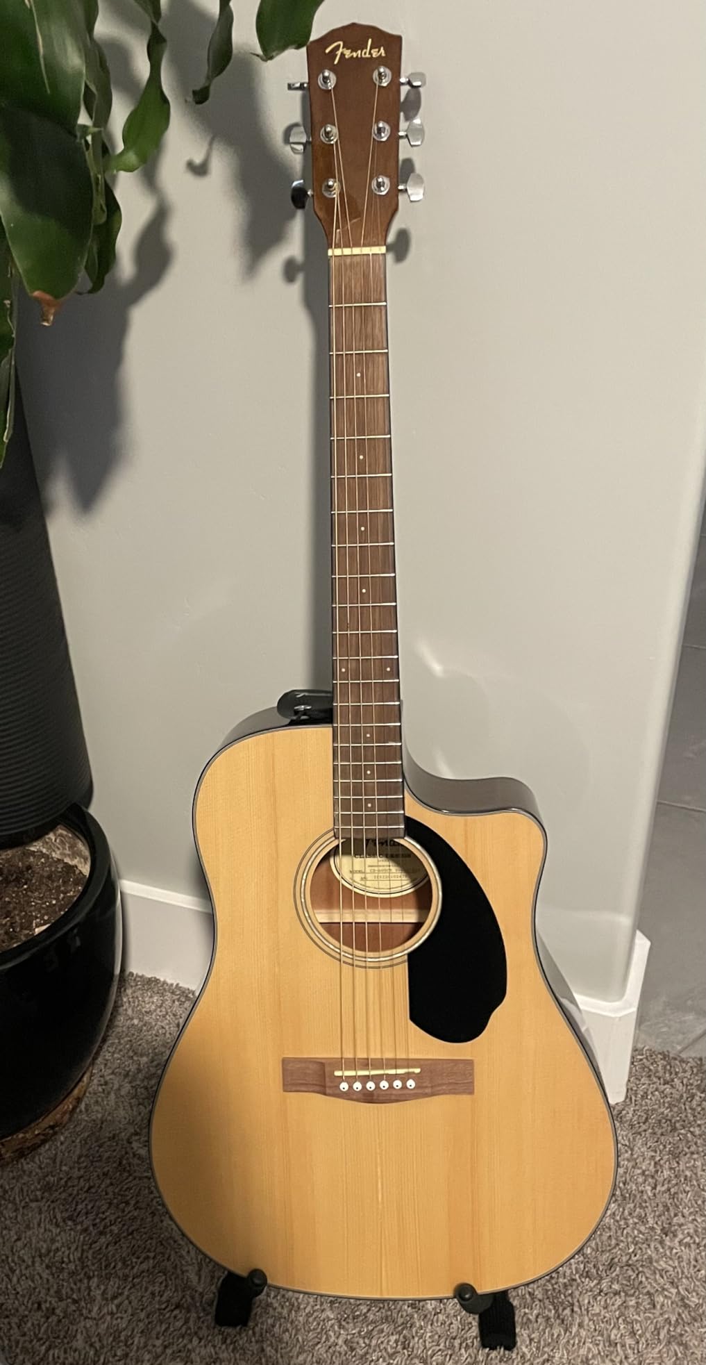 Fender CD-60SCE Solid Top Dreadnought Acoustic-Electric Guitar - Natural Bundle with Hard Case, Instrument Cable, Tuner, Strap, Strings, Picks, Austin Bazaar Instructional DVD, and Polishing Cloth customer photo 1