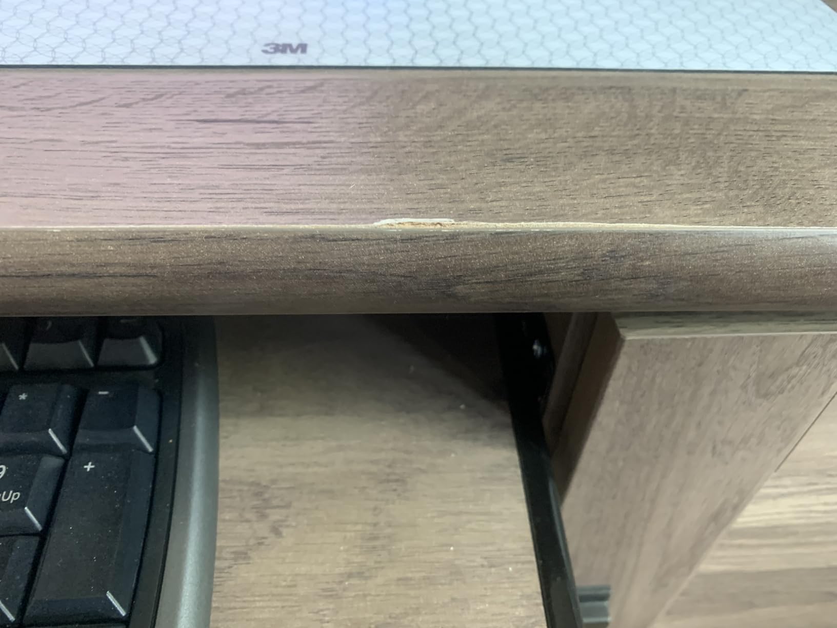 Sauder Harbor View Home Office Computer Desk with Hutch, Keyboard Tray, in Curado Cherry finish customer photo 2