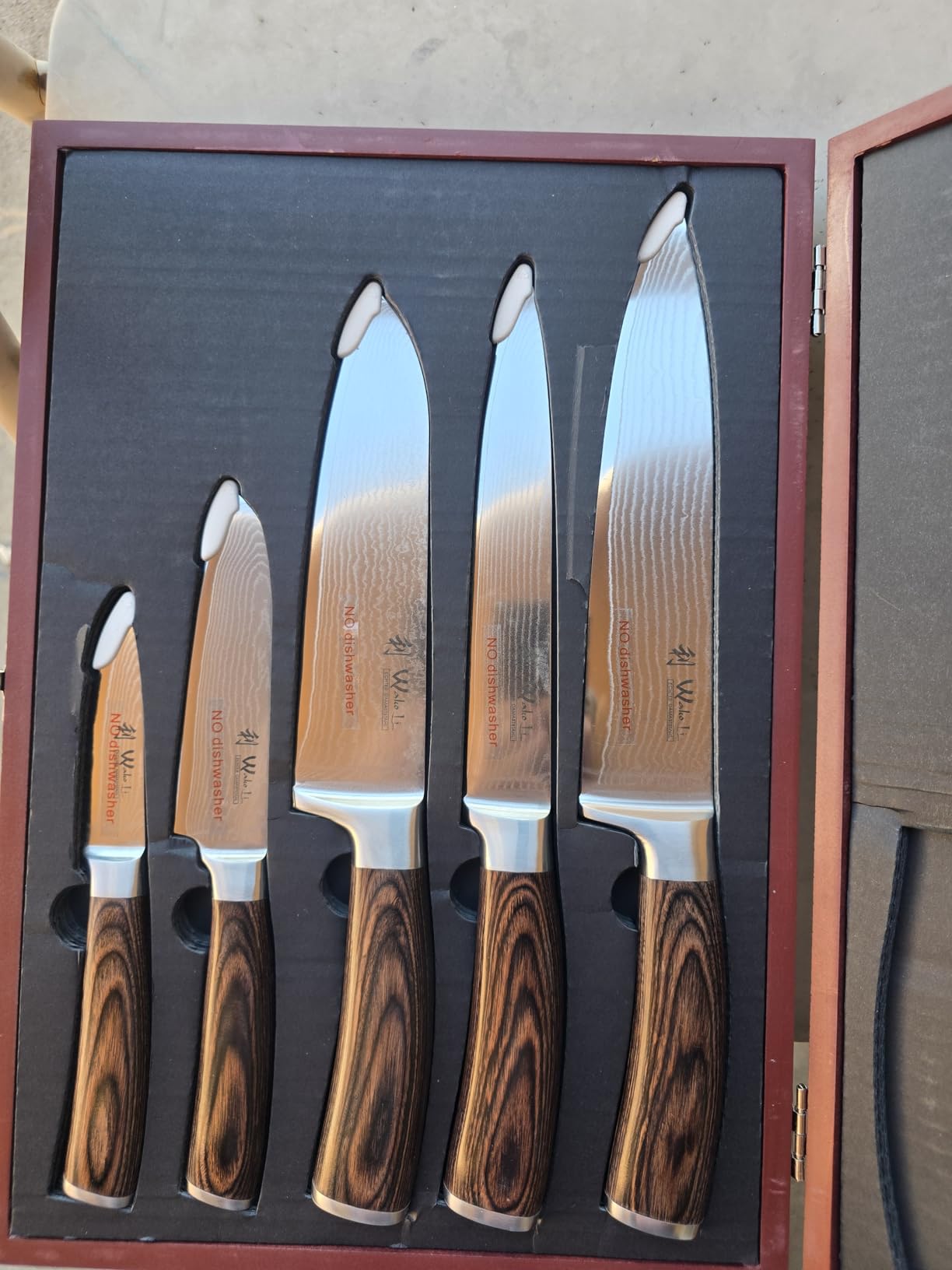 Wakoli EDIB Damascus Knife Set, 5-Piece VG10 Steel Knives, Wooden Gift Box customer photo 1