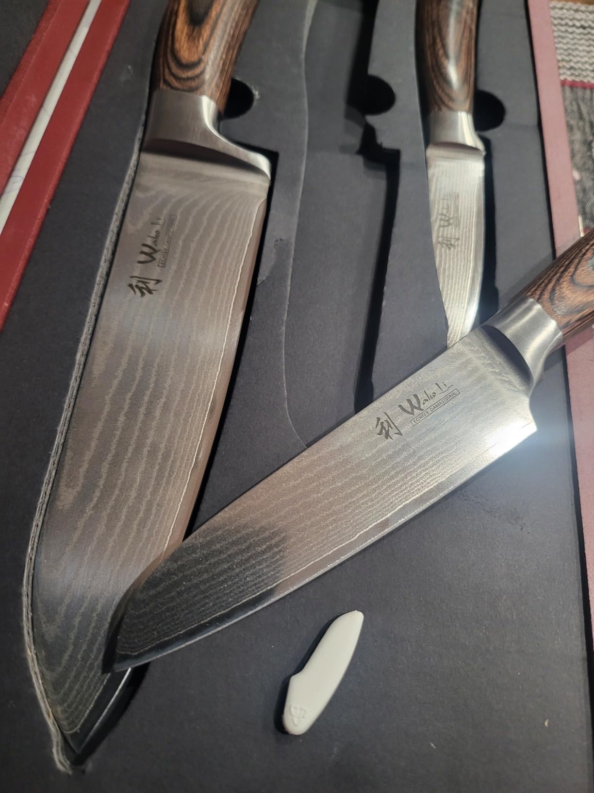 Wakoli EDIB Damascus Knife Set, 5-Piece VG10 Steel Knives, Wooden Gift Box customer photo 2