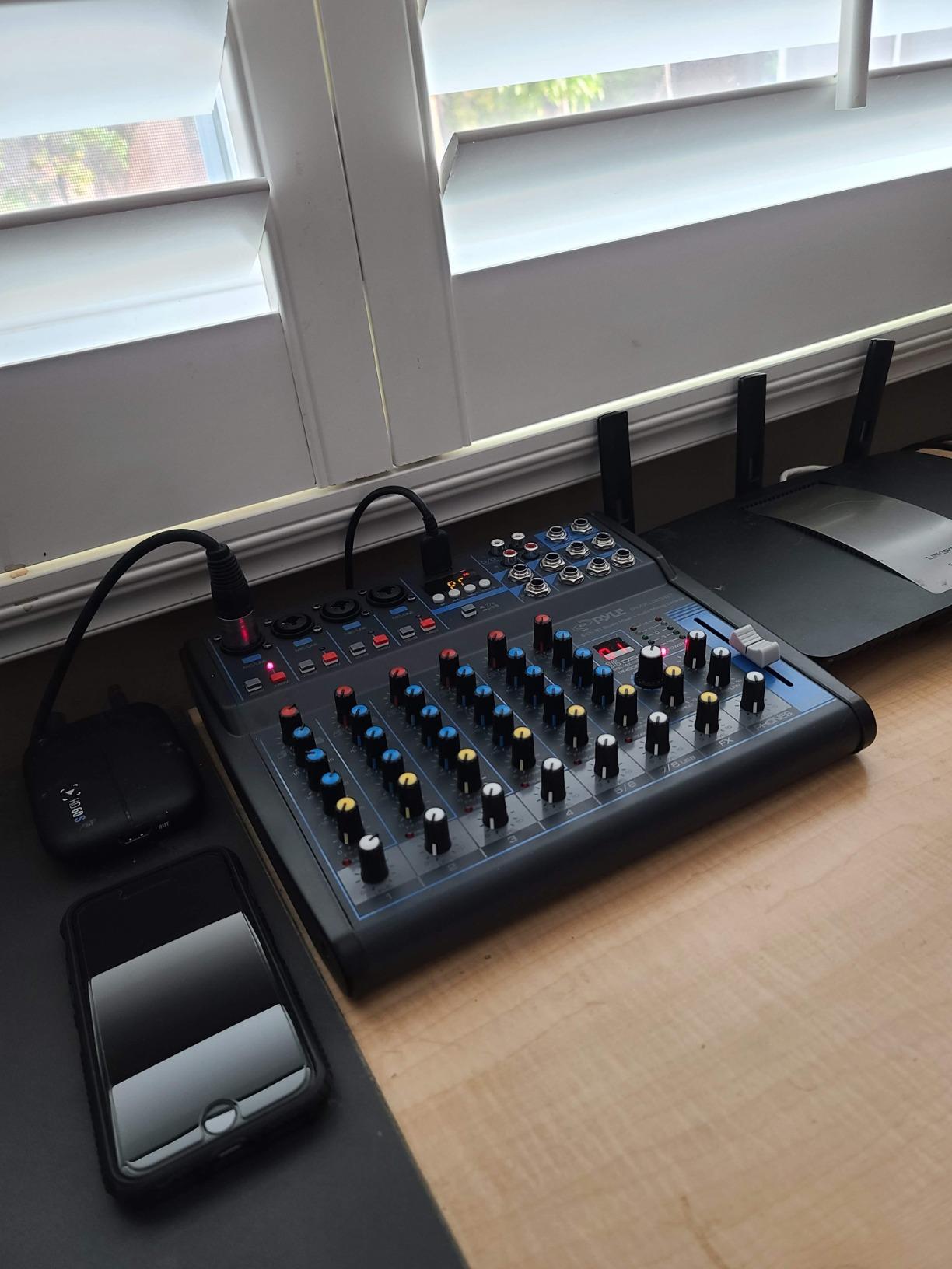 Pyle 8 Channel DJ Audio Mixer, Bluetooth, DSP FX, USB, Audio Interface | +48V Phantom Power, 16Bit DSP Processor, USB-A MP3 Player customer photo 1