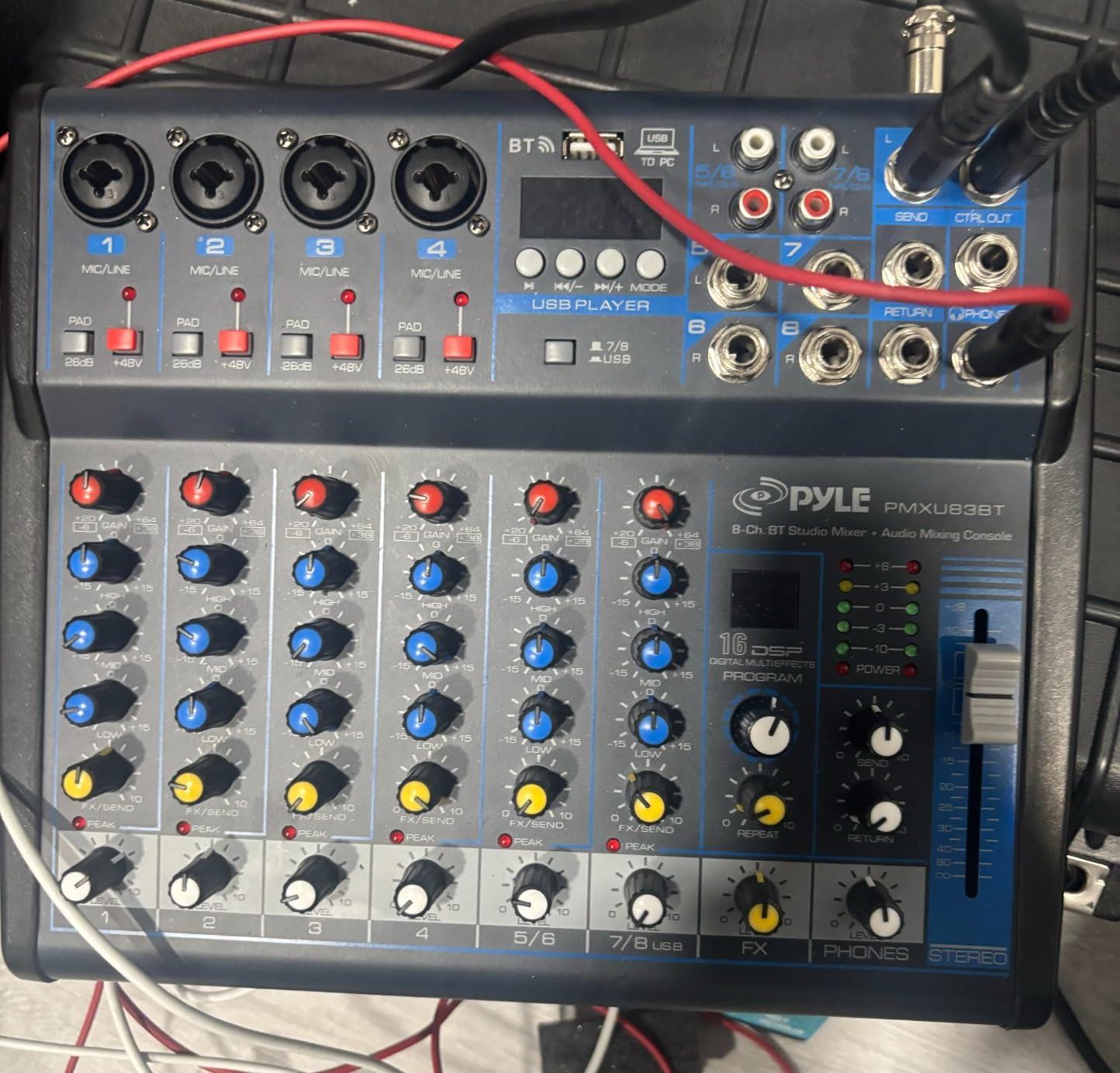 Pyle 8 Channel DJ Audio Mixer, Bluetooth, DSP FX, USB, Audio Interface | +48V Phantom Power, 16Bit DSP Processor, USB-A MP3 Player customer photo 2