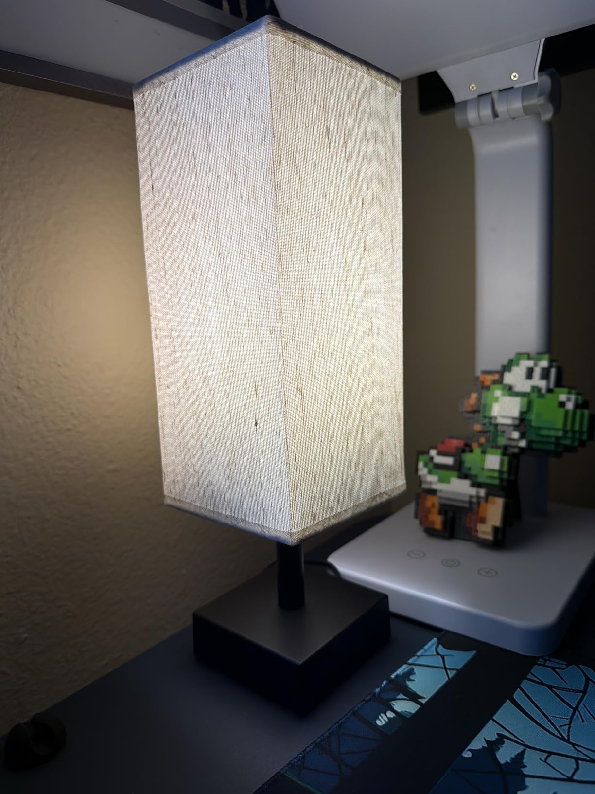 aooshine Small Bedside Table Lamp for Bedroom - Square Cream Fabric Shade customer photo 1