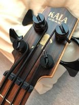 Kala UBASS-EBY-FL Striped Ebony Fretless U-Bass Acoustic-Electric Ukulele Bass Natural customer photo 1