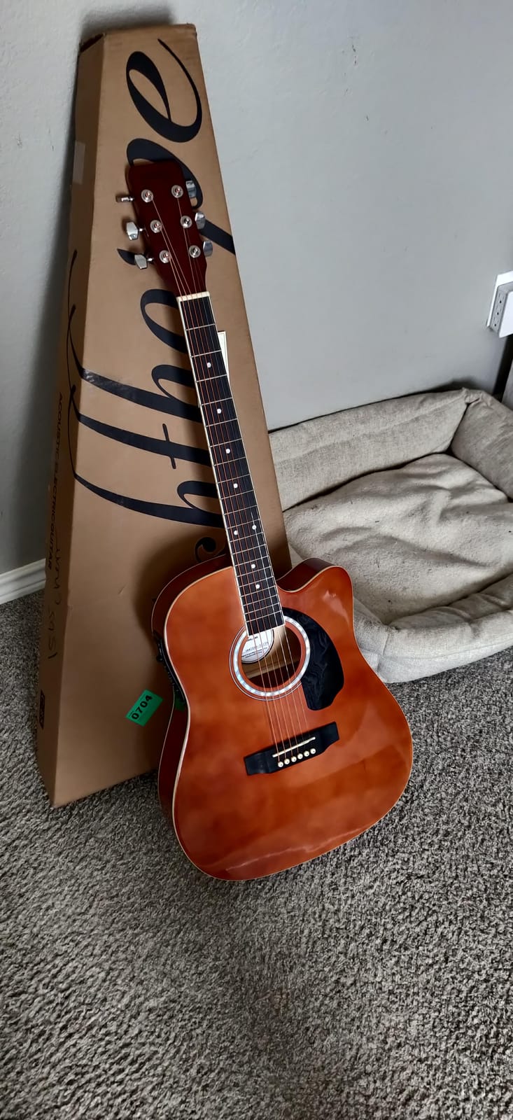 Ashthorpe Full-Size Cutaway Thinline Acoustic-Electric Guitar Package - Premium Tonewoods - Brown customer photo 1