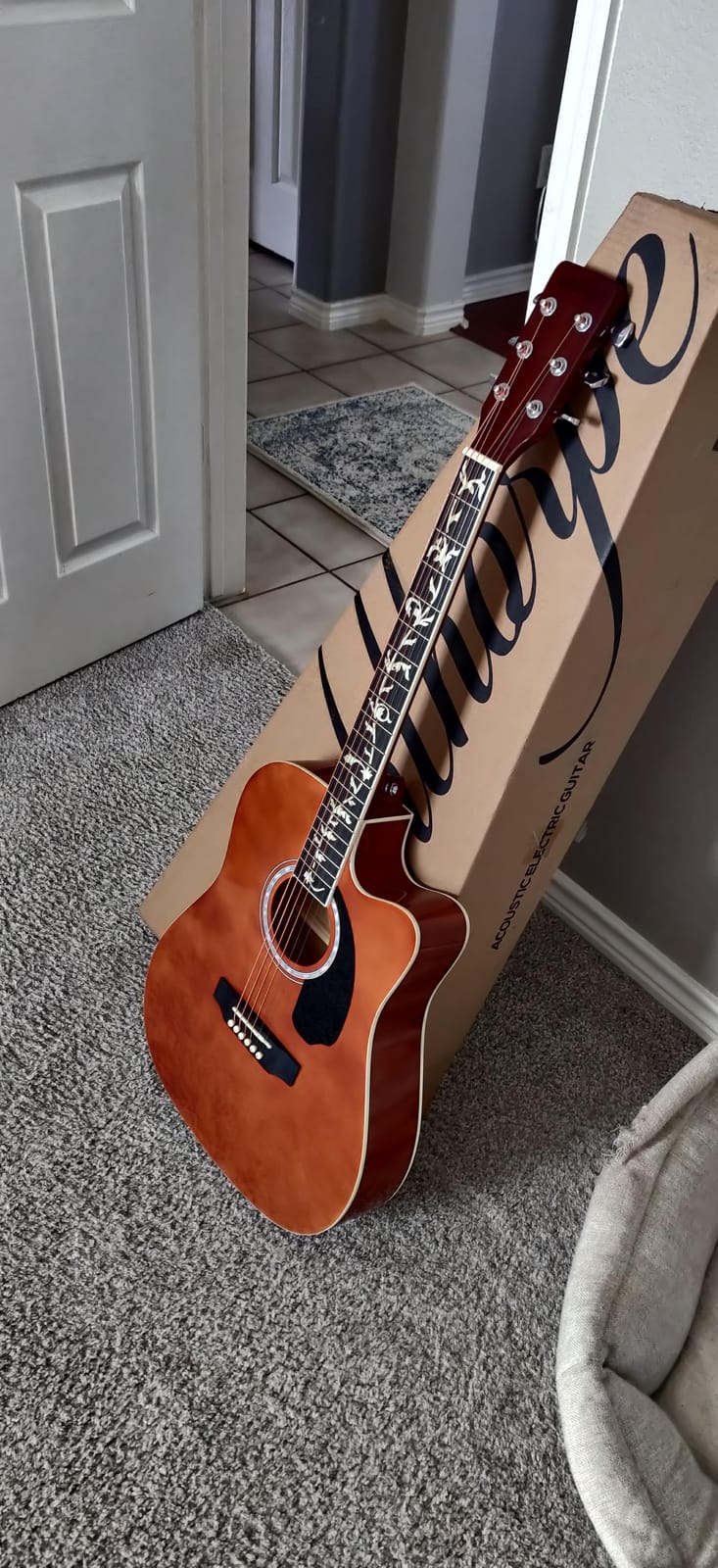 Ashthorpe Full-Size Cutaway Thinline Acoustic-Electric Guitar Package - Premium Tonewoods - Blue customer photo 1