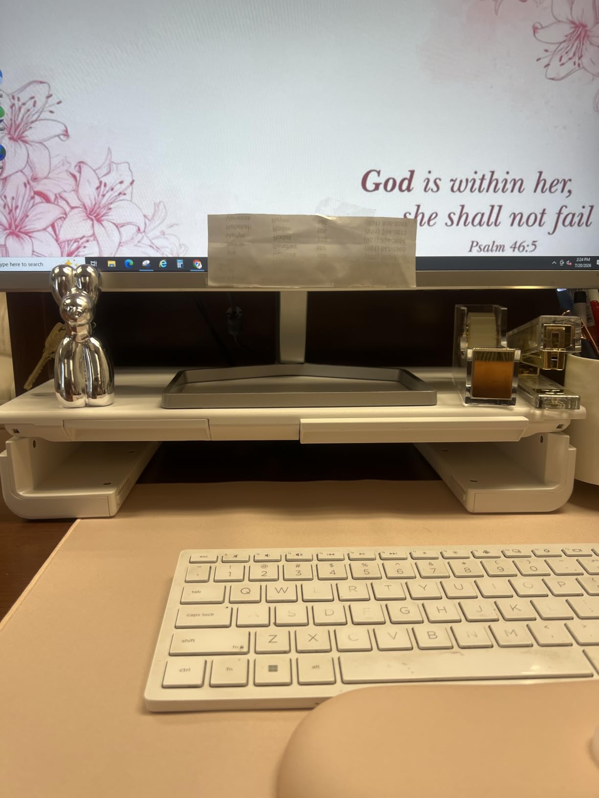 Monitor Stand Riser, Klearlook Foldable, Height Adjustable Computer Stand, Desk Shelf Riser with Storage Drawer &Tablet Phone Stand for Desktop, Laptop (White) customer photo 1