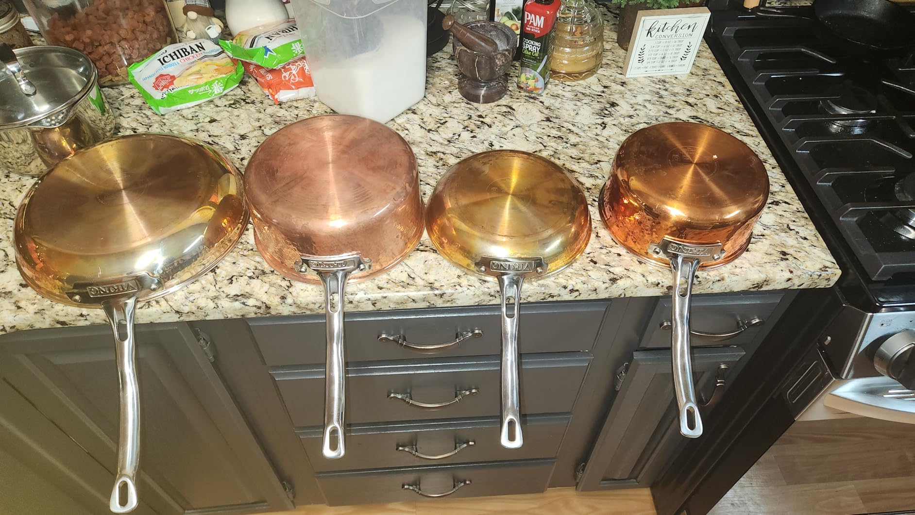 Viking 3-Ply Pots and Pans Set, 10 Piece Copper Kitchen Cookware with Glass Lids, Hammered Copper customer photo 2