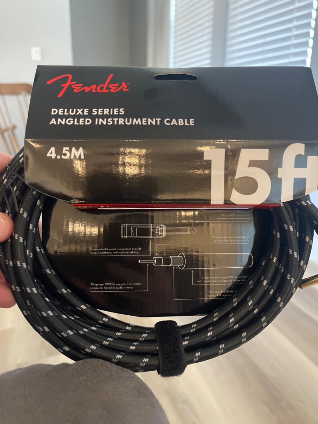 Fender Deluxe Series Instrument Cable 10 Feet Straight-Angle, Tweed customer photo 2