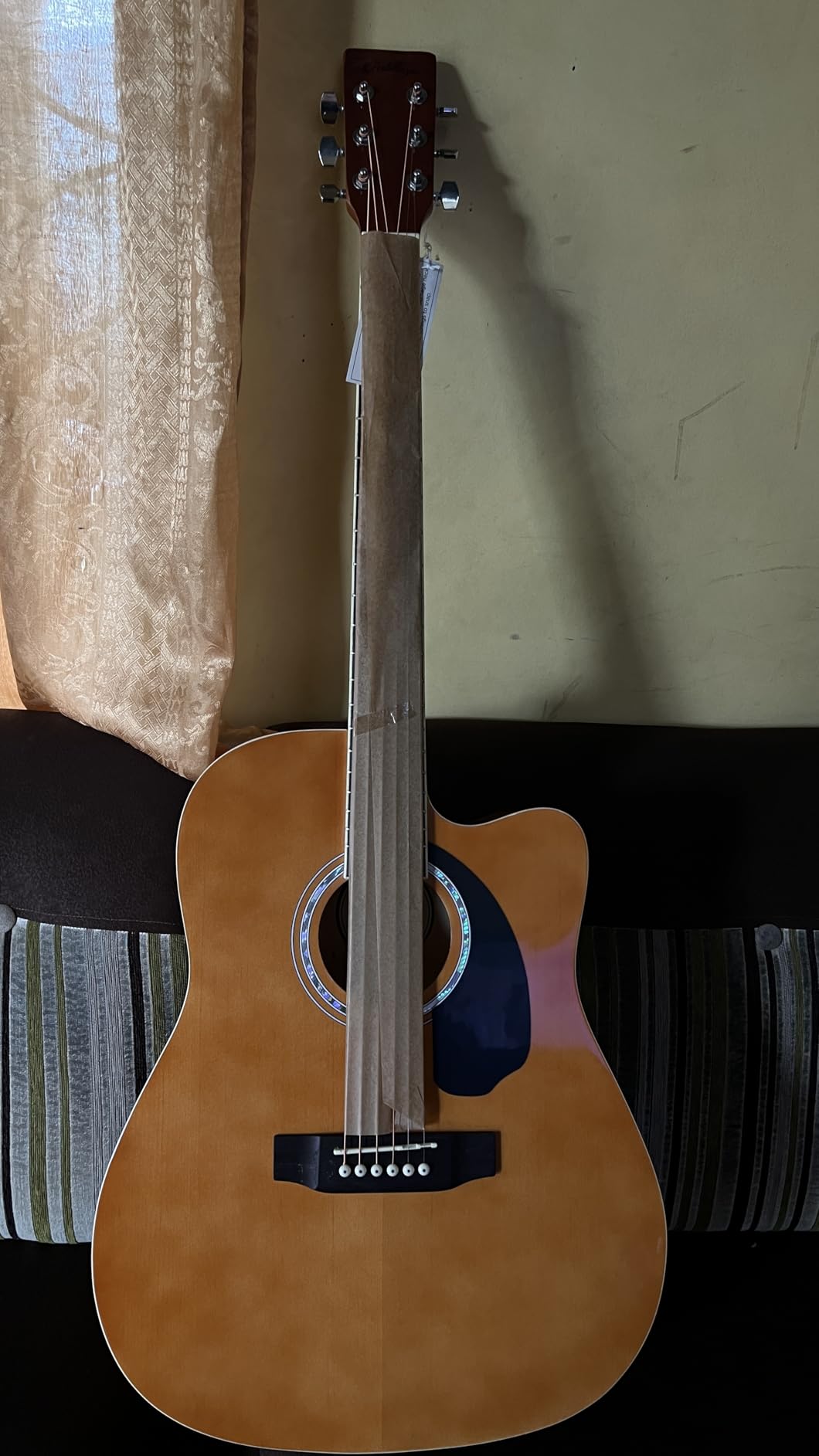 Ashthorpe Full-Size Dreadnought Cutaway Acoustic-Electric Guitar Bundle - Premium Tonewoods - Black customer photo 1