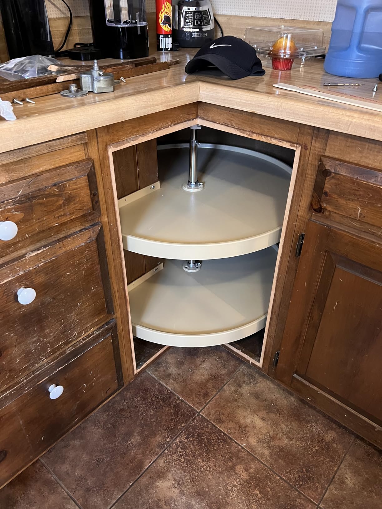 Rev-A-Shelf 2 Tier Pie-Cut Plastic Lazy Susan for Corner Base Cabinets, 28