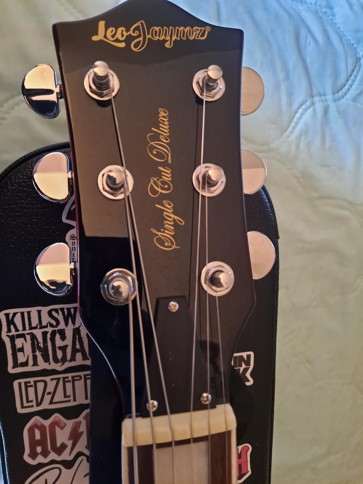 Leo Jaymz SC Series Electric Guitar – Mahogany Body, Laurel Fingerboard, Dual Humbuckers, Tune-O-Matic Bridge, C Neck, 18:1 Tuners (Skull) customer photo 1