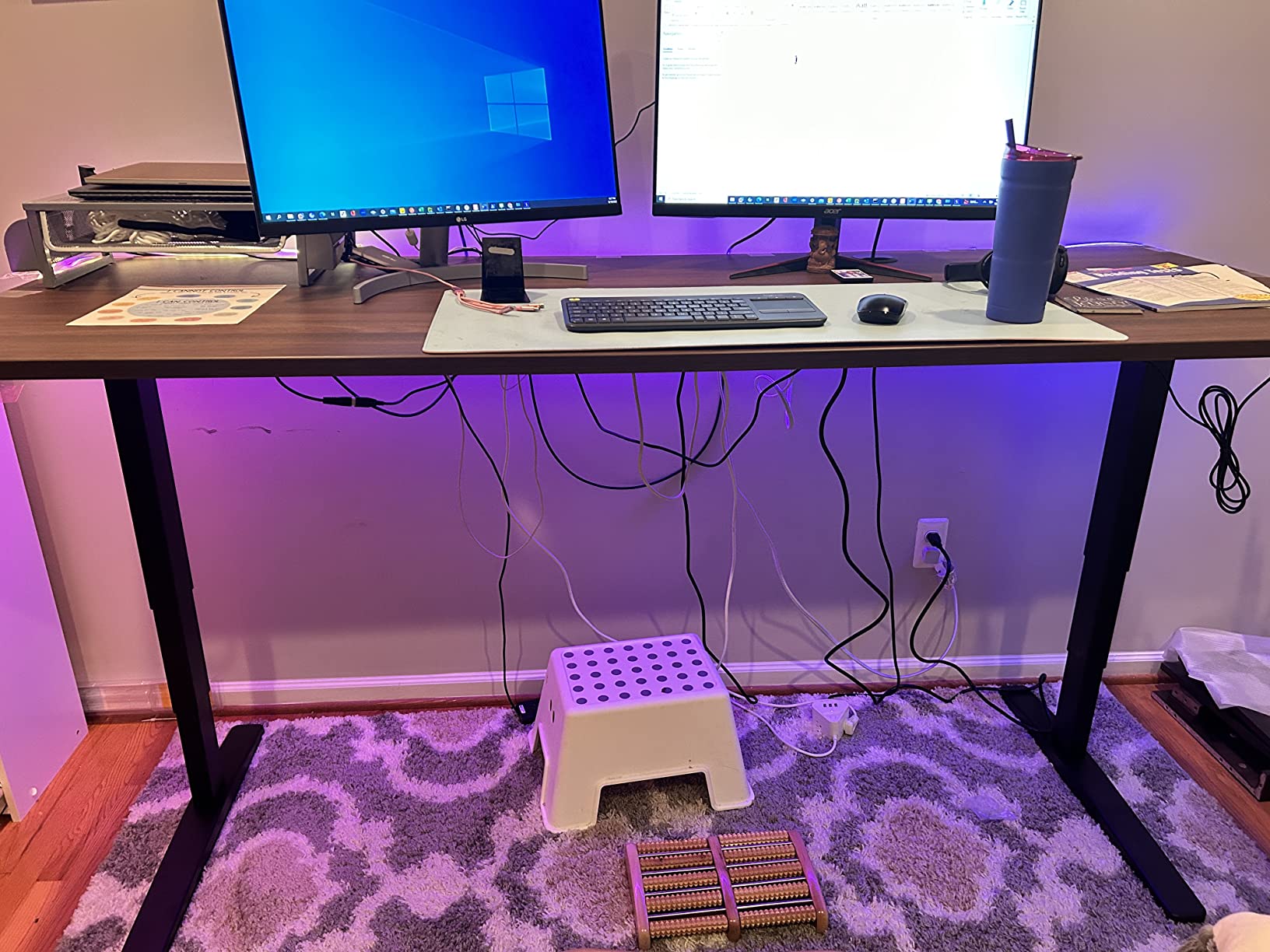 UPLIFT DESK V3 2-Leg Walnut Laminate Wood Standing Desk – Adjustable Height, Advanced 1-Touch Memory Keypad, Under Desk Cable Management, Wire Grommets & Rocker Board (Black C-Frame, 72 x 30 inch) customer photo 1