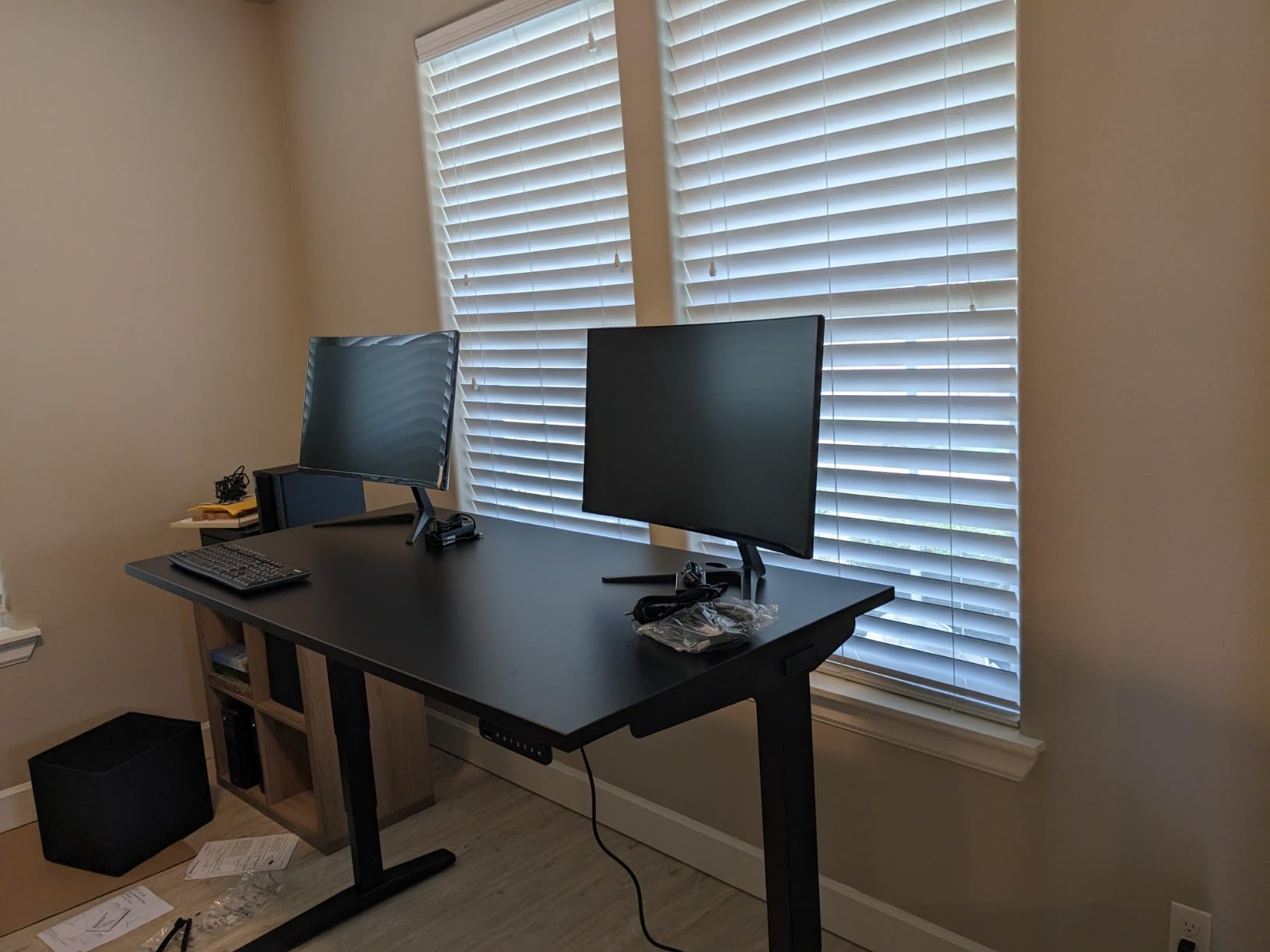 UPLIFT DESK V3 2-Leg Walnut Laminate Wood Standing Desk – Adjustable Height, Advanced 1-Touch Memory Keypad, Under Desk Cable Management, Wire Grommets & Rocker Board (Black C-Frame, 72 x 30 inch) customer photo 2