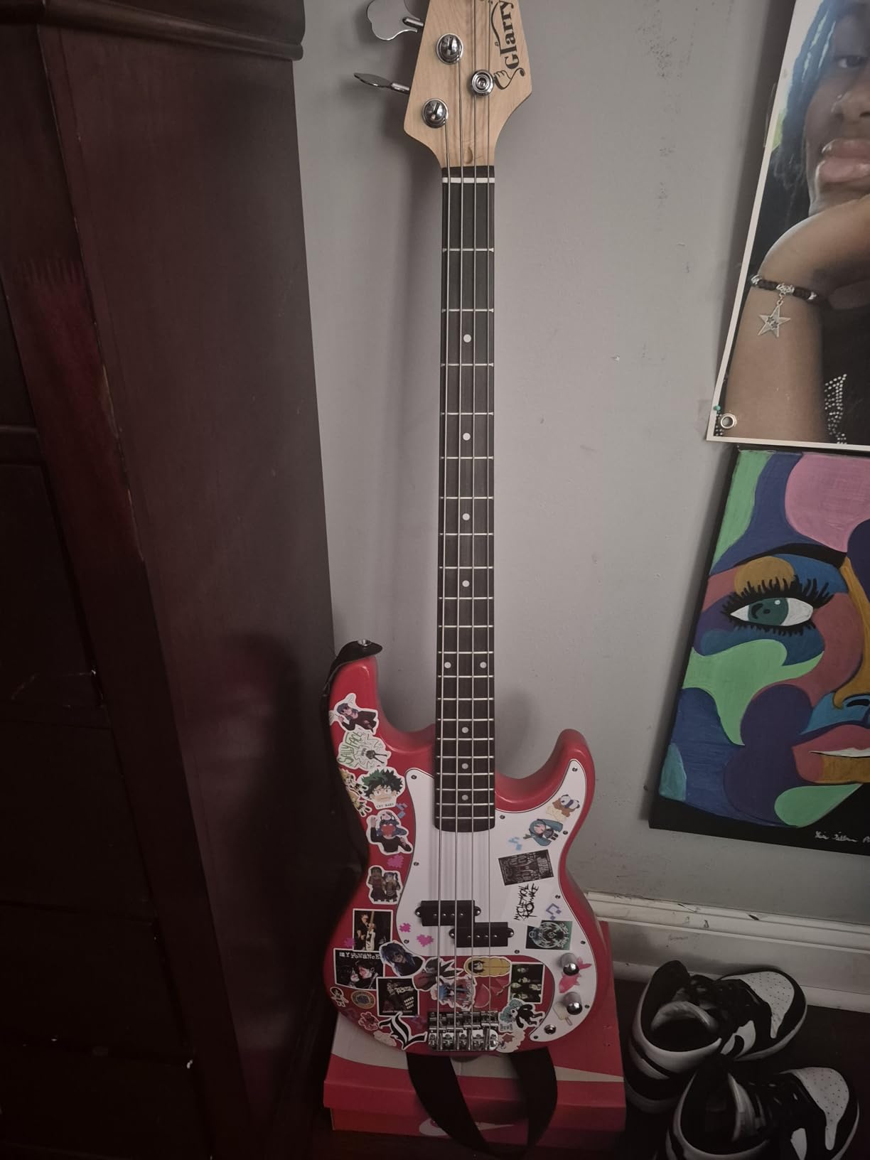 Glarry Electric Bass Guitar Full Size 4 String Rosewood Basswood Fire Style Exquisite Burning Bass(Burly Wood) customer photo 2