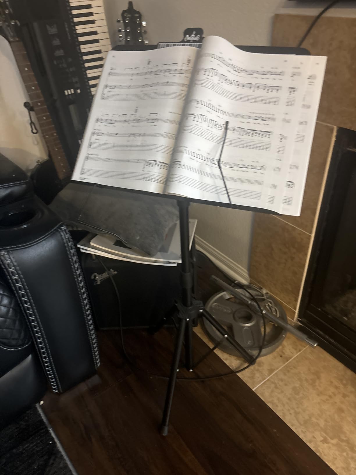 K KASONIC - Dual-Use Folding Sheet Music Stand & Desktop Book Stand with Portable Carrying Bag, Sheet Music Folder & Clip Holder (Black) customer photo 2
