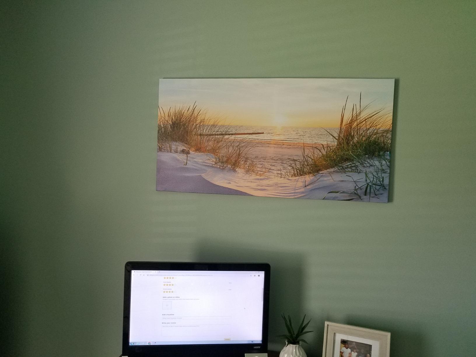 Canvas Wall Art For Living Room Super Large Size Wall Decor For Office Canvas Art Framed Pictures Artwork Blue Sun Beach Grass Ocean Landscape Paintings Bedroom Decor Seascape Draw Home Decorations customer photo 2