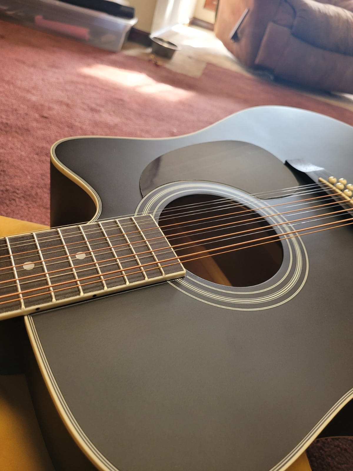 12 String Acoustic Guitar Cutaway,Adjustable Truss Rod Full Size Bundle with Gig Bag,Tuner,Strings,Strap, Picks, Black By Janerock customer photo 1