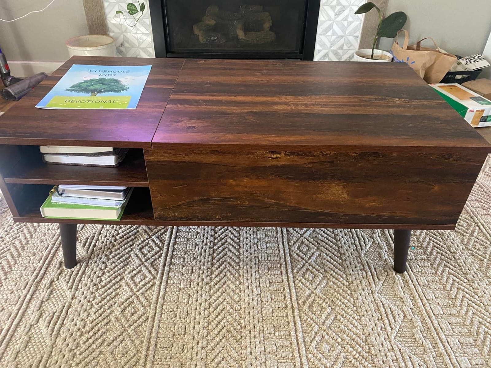 WLIVE Lift Top Coffee Table with Hidden Storage, Adjustable Shelf, Brown customer photo 1