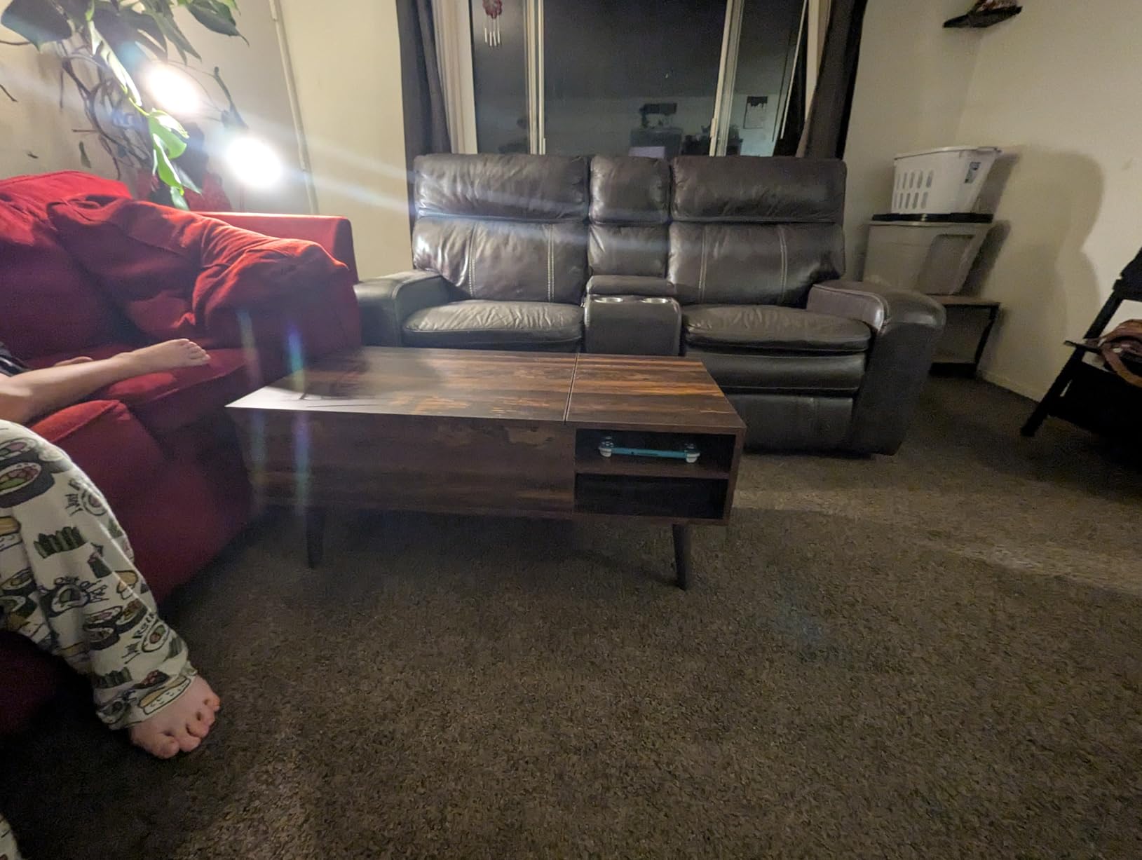 WLIVE Lift Top Coffee Table with Hidden Storage, Adjustable Shelf, Brown customer photo 2