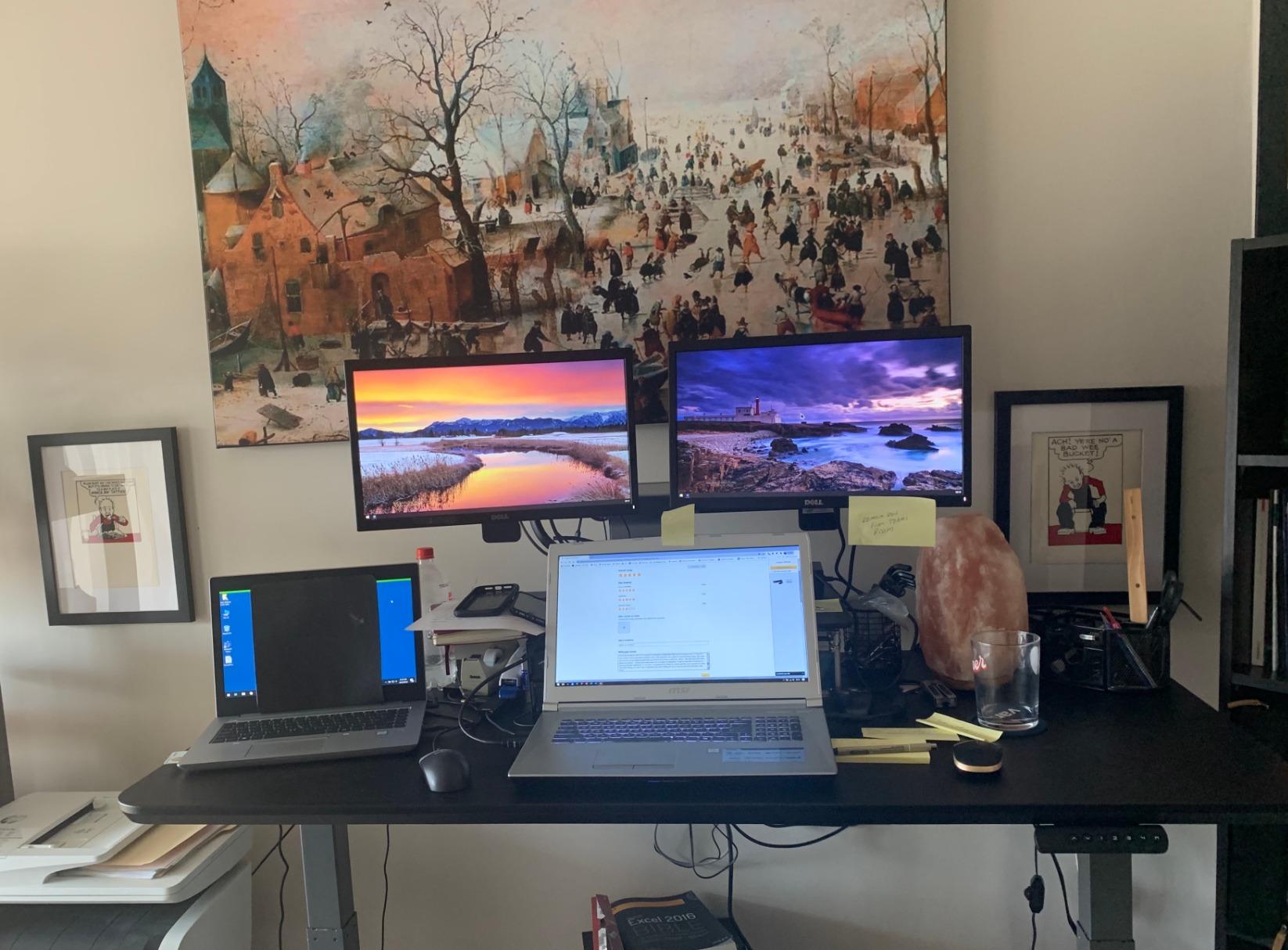 Vari Classic Electric Standing Desk – 60x30 – Reclaimed Wood/Slate customer photo 2