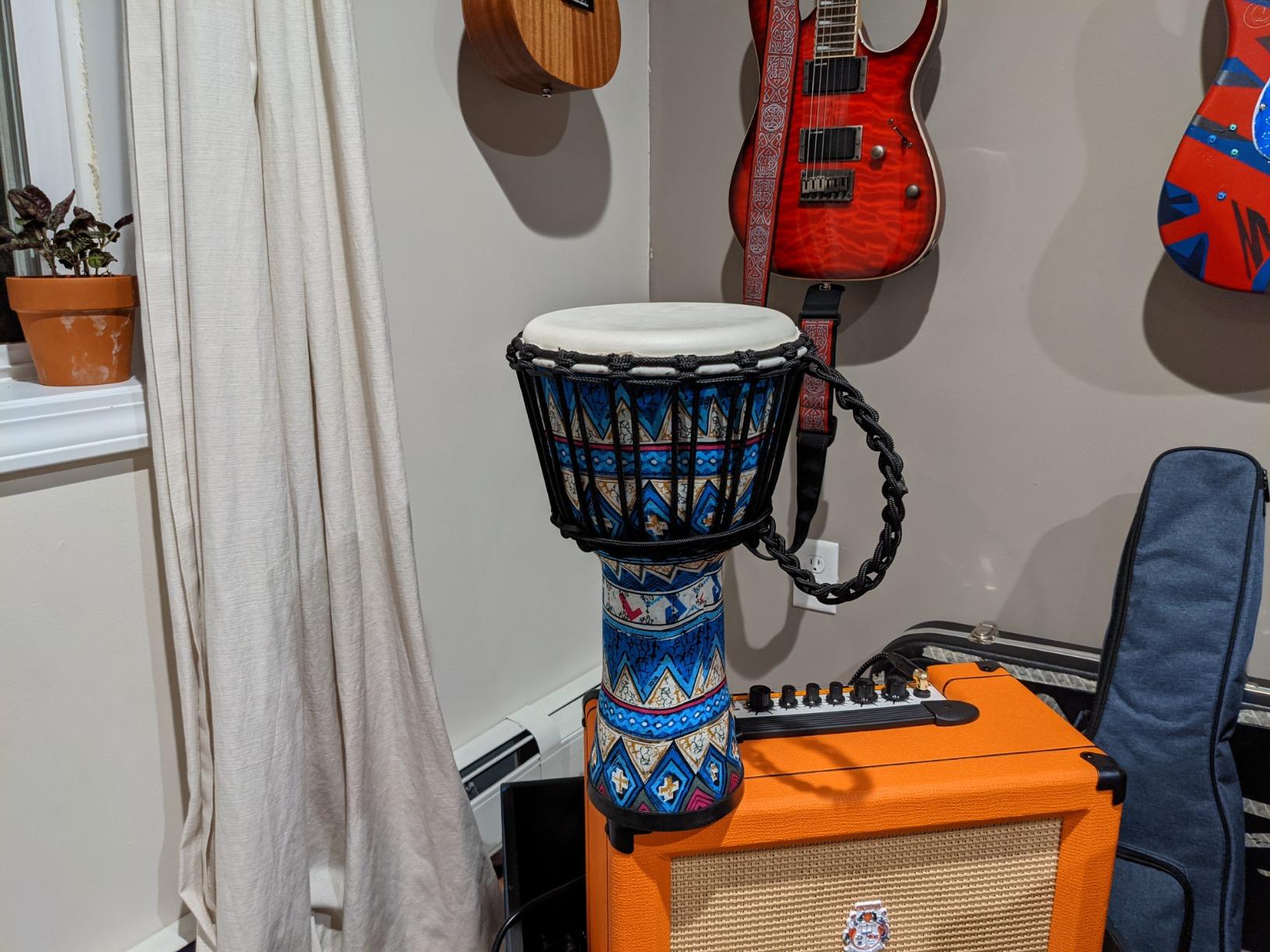 lotmusic African Djembe Drum, Standard 10'' Hand-Carved Mahogany Congo Drums, Professional Bongo Drum With Goatskin Drumhead for Adults customer photo 2