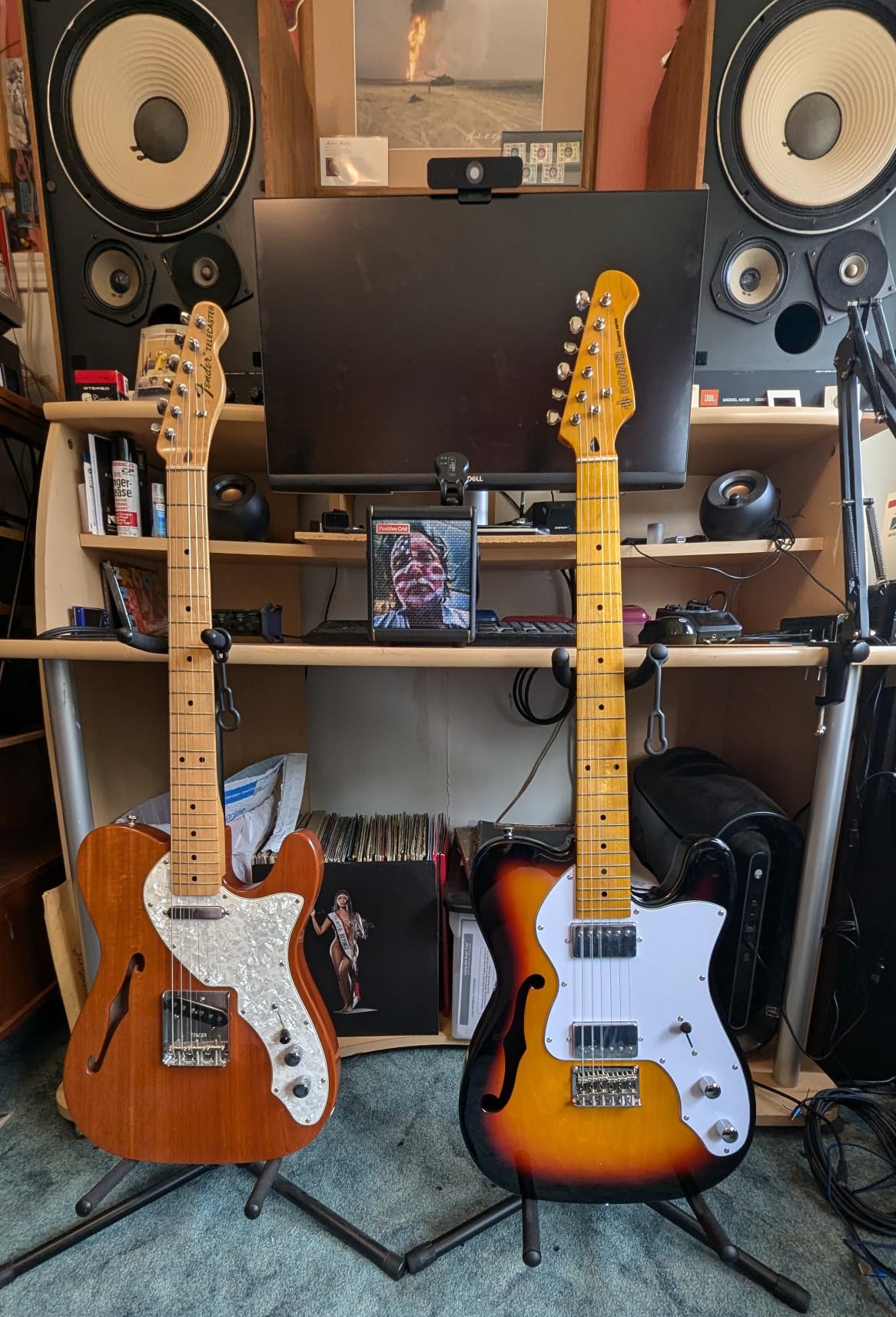 Donner 39 Inch Jazz Electric Guitar TL Thinline F Hole Beginner Full Size Hollow Guitar with H-H Pickups,Bag, Strap, Cable,Sunburst(DJC-1000S) customer photo 1