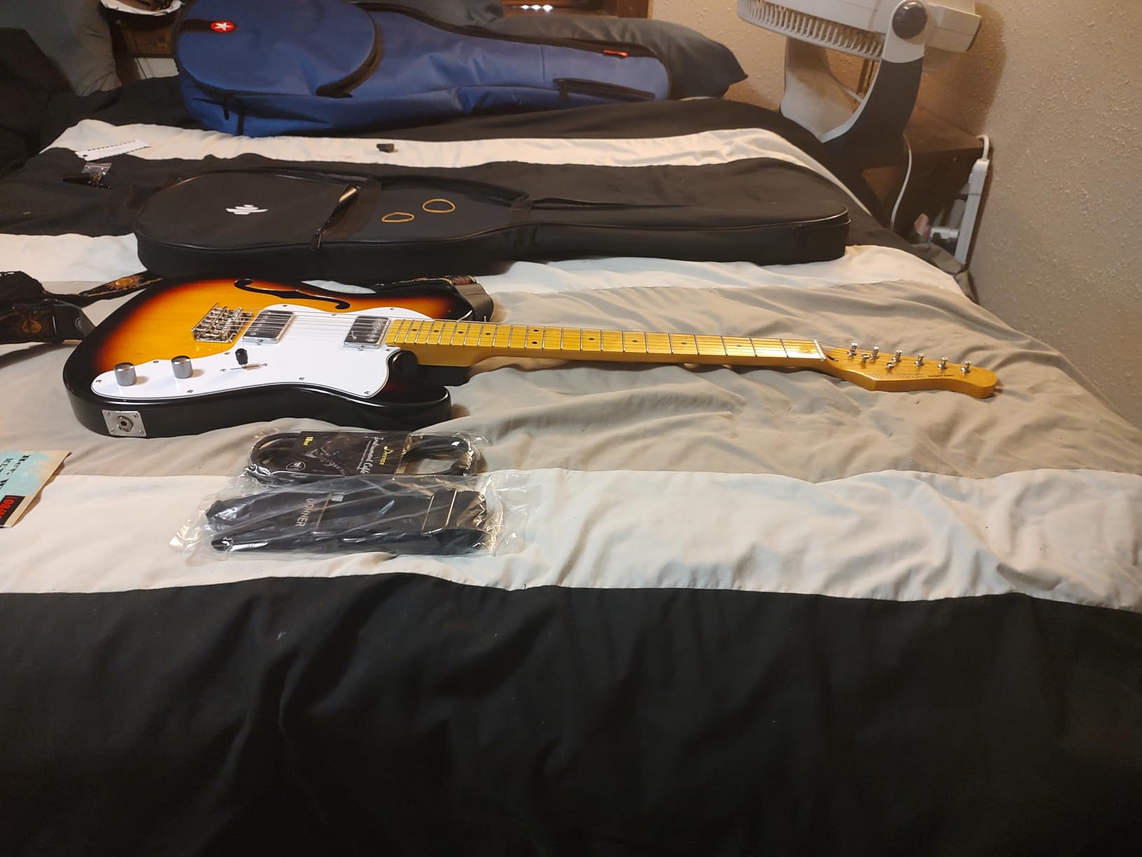 Donner 39 Inch Jazz Electric Guitar TL Thinline F Hole Beginner Full Size Hollow Guitar with H-H Pickups,Bag, Strap, Cable,Sunburst(DJC-1000S) customer photo 2