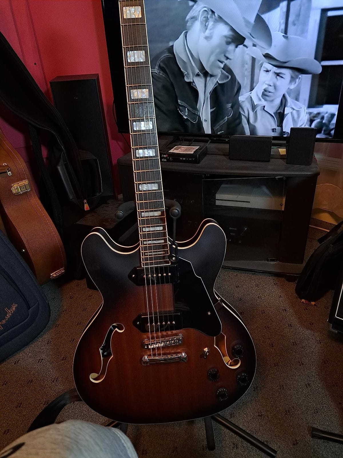 GROTE Electric Guitar Semi-Hollow Body Guitar matte finished P90 Pickups (Vintage Sunburst) customer photo 2