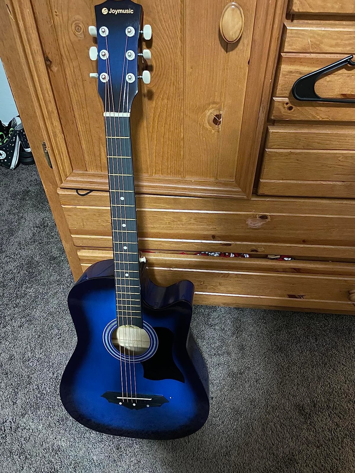 Joymusic 38 inch sunburst beginner acoustic guitar kit,bundle with a strap with picks holder,digital tuner, set strings, capo,cleaning cloth,6 picks,gig bag.(JG-38C,3TS) customer photo 1