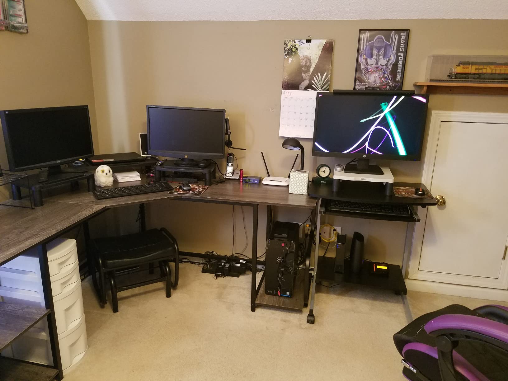 L Shaped Desk with Shelves,64.84