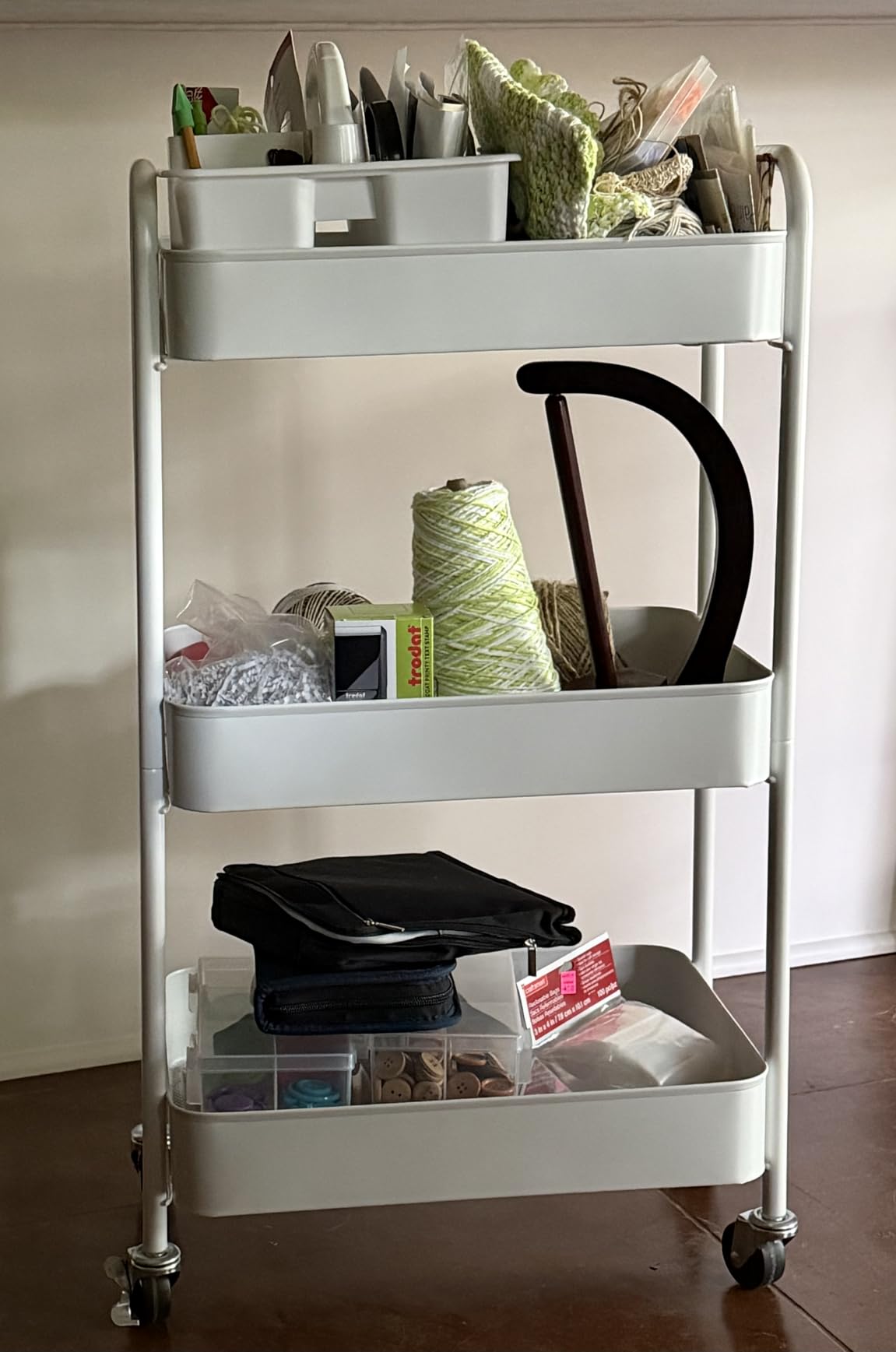 TOOLF 3 Tier Metal Rolling Cart, Utility Storage Cart with Wheels, White customer photo 1