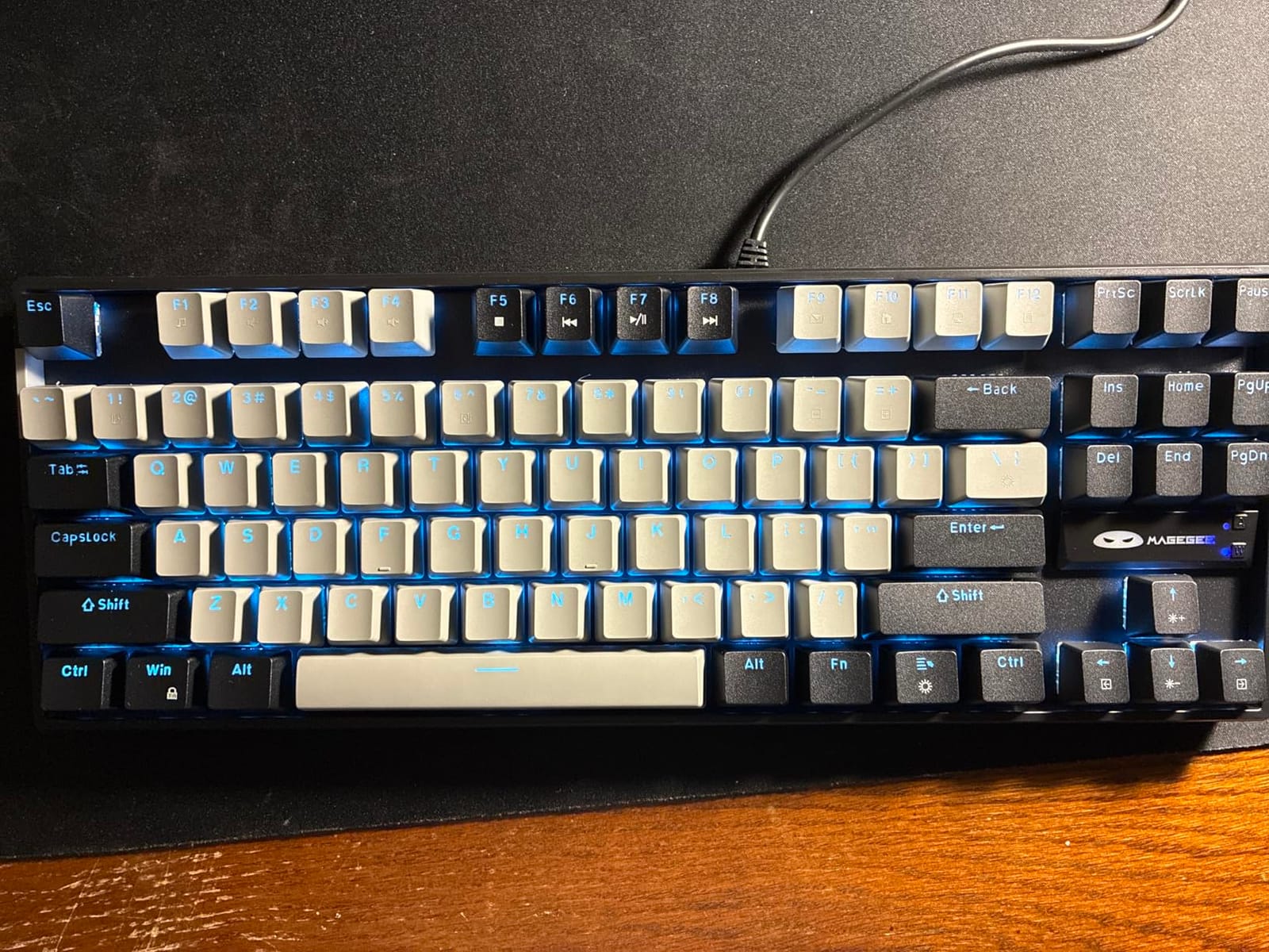 MageGee 75% Mechanical Gaming Keyboard, Red Switch, LED Blue Backlit, 87 Keys Compact TKL Wired Computer Keyboards for Windows Laptop PC Gamer - Black/Grey customer photo 1