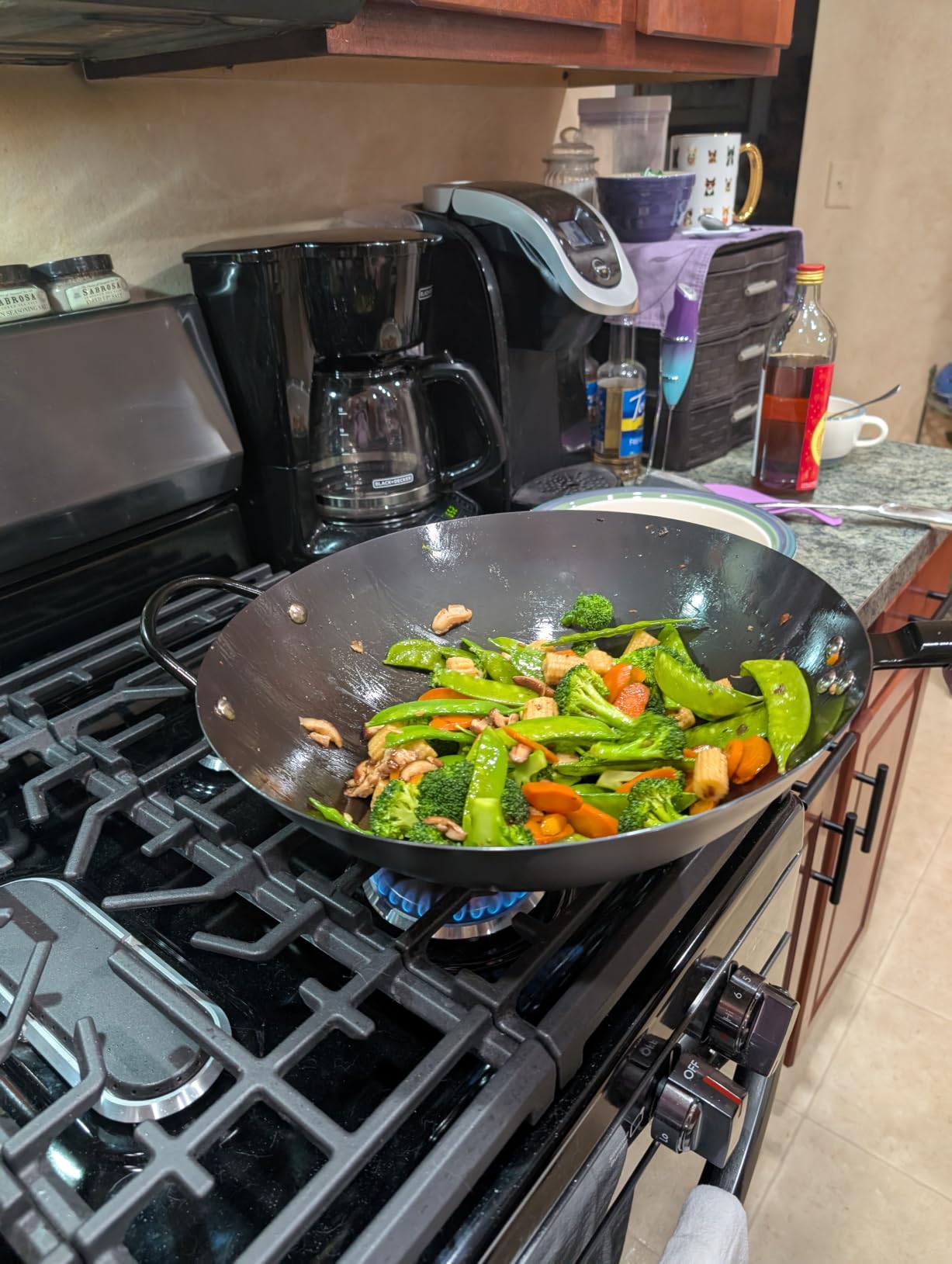Babish 14 Inch Carbon Steel Wok Pan, Flat Bottom Stir Fry Pan, Induction customer photo 2