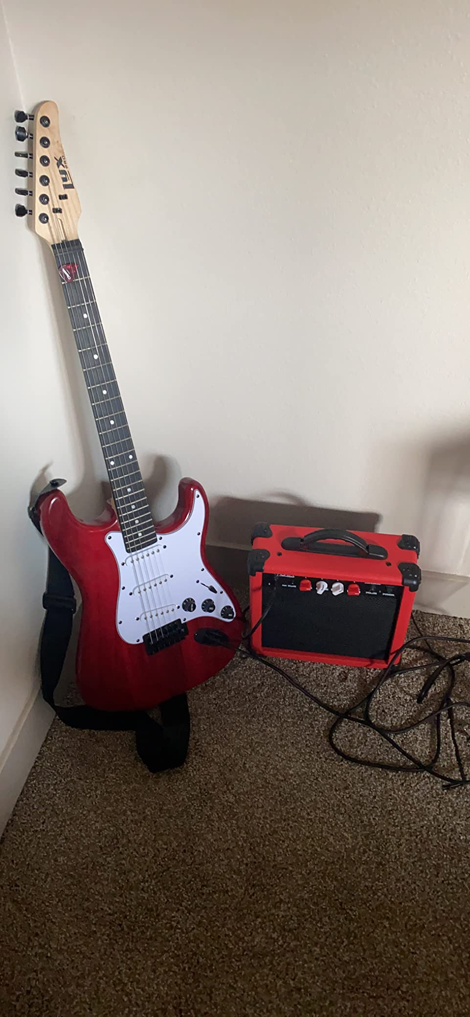 LyxPro 39 inch Electric Guitar Kit Bundle with 20w Amplifier, All Accessories, Digital Clip On Tuner, Six Strings, Two Picks, Tremolo Bar, Shoulder Strap, Case Bag Starter kit Full Size - Green customer photo 2