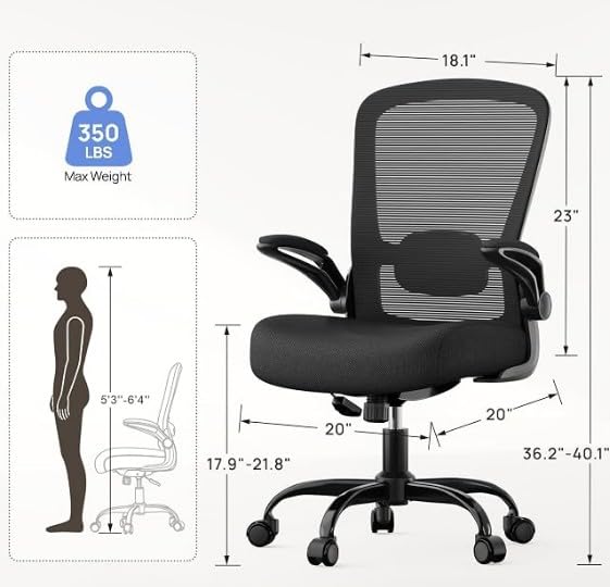 Ergonomic Office Chair w/Adjustable Lumbar, Flip Armrest, 135° Recline customer photo 1