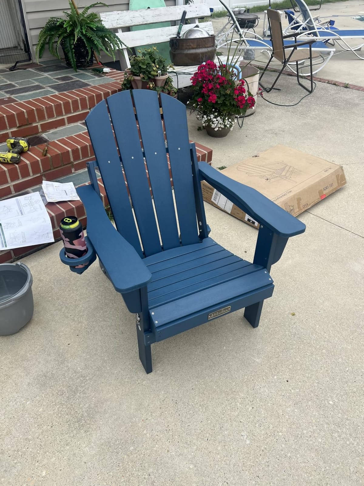 SERWALL Folding Adirondack Chair Set of 2 with Cup Holder for Fire Pit-Blue customer photo 1