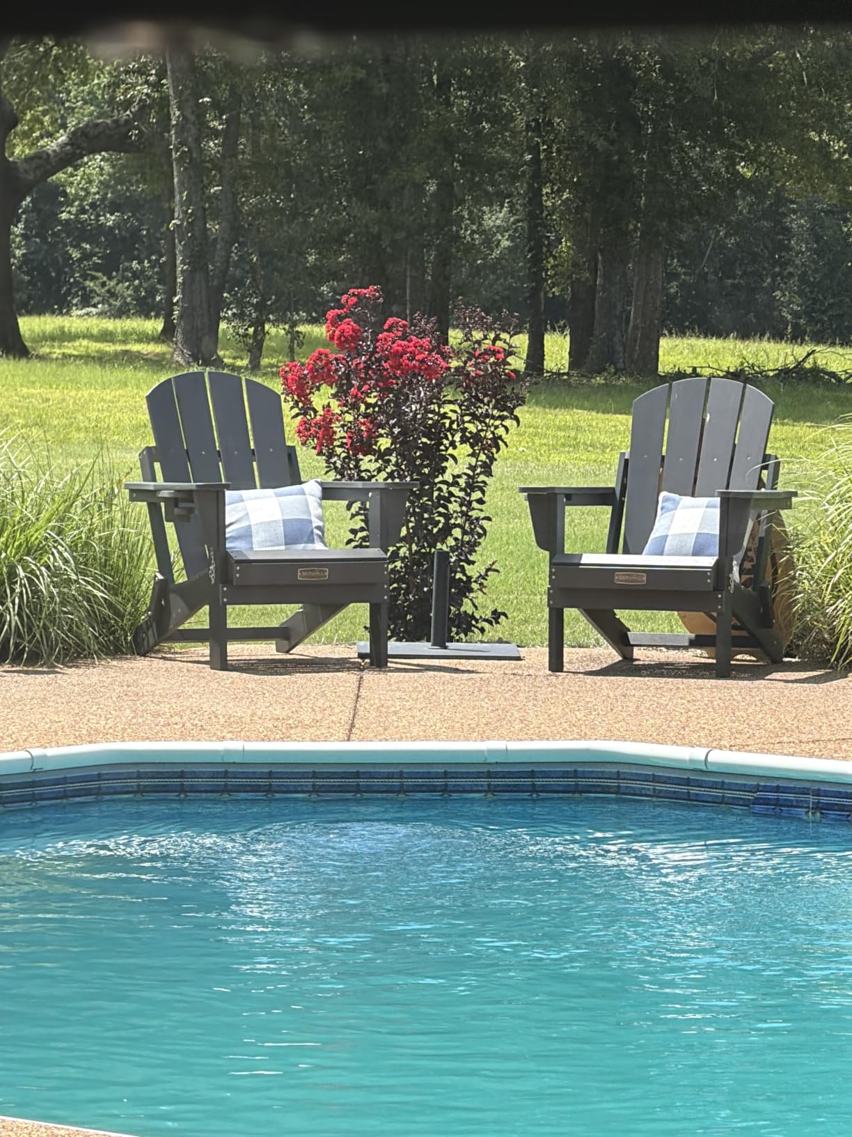 SERWALL Folding Adirondack Chair Set of 2 with Cup Holder for Fire Pit-Blue customer photo 2