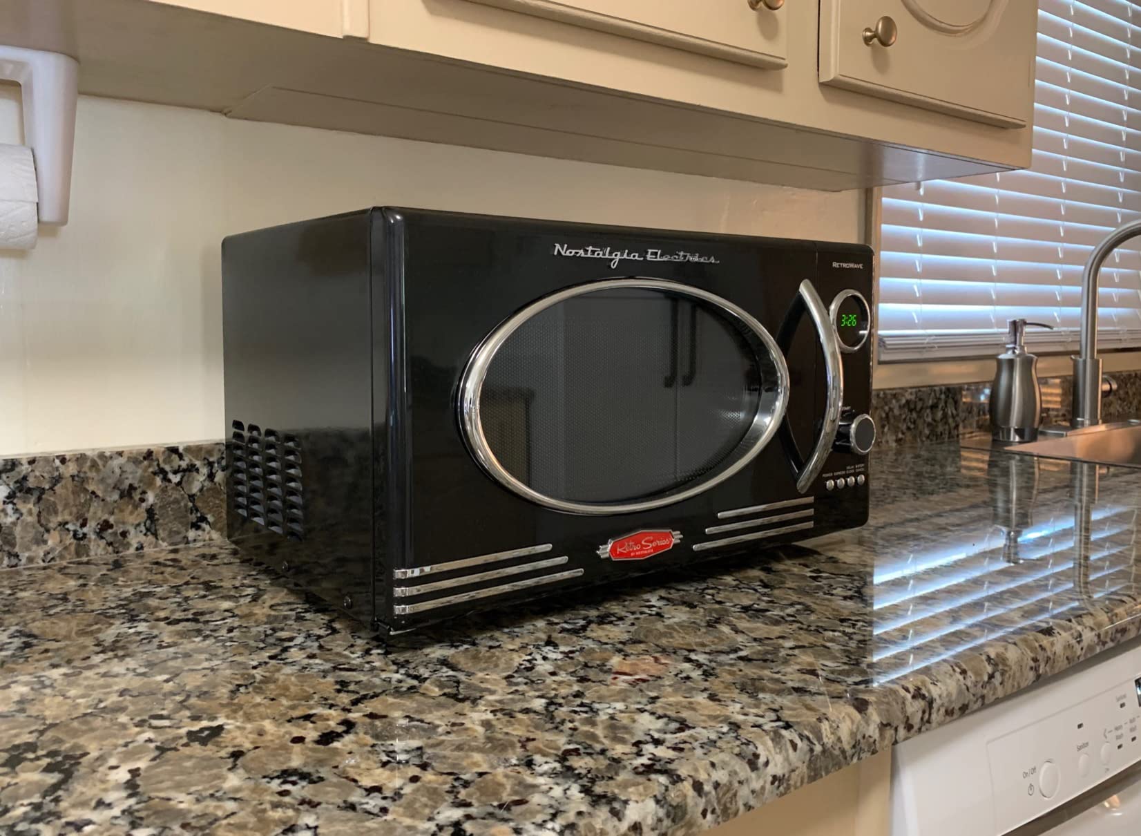 Nostalgia Countertop Microwave Oven with Easy Clean Interior - Retro Microwave with LED Display & Child Lock- Compact 0.7 Cu. Ft. Oven With 12 Pre-Programmed Settings for Quick Cooking- 700-Watts-Pink customer photo 2