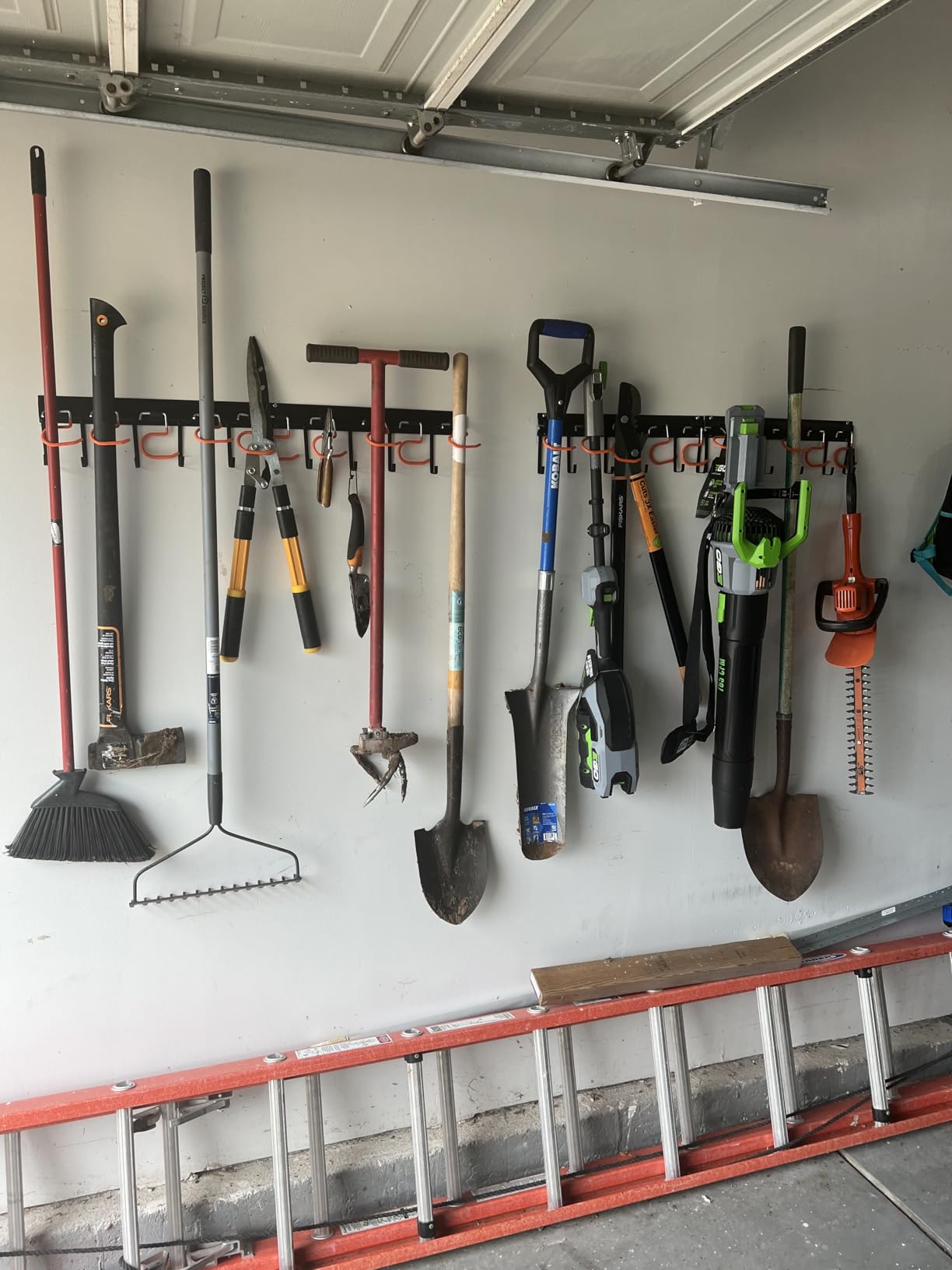 TVKB 68'' All Metal Garden Tool Organizer Adjustable Garage Tool Organizer Wall Mount Garage Organizers and Storage with Heavy Duty Hooks Tool Hangers for Garage Wall, Shed, Garden customer photo 2