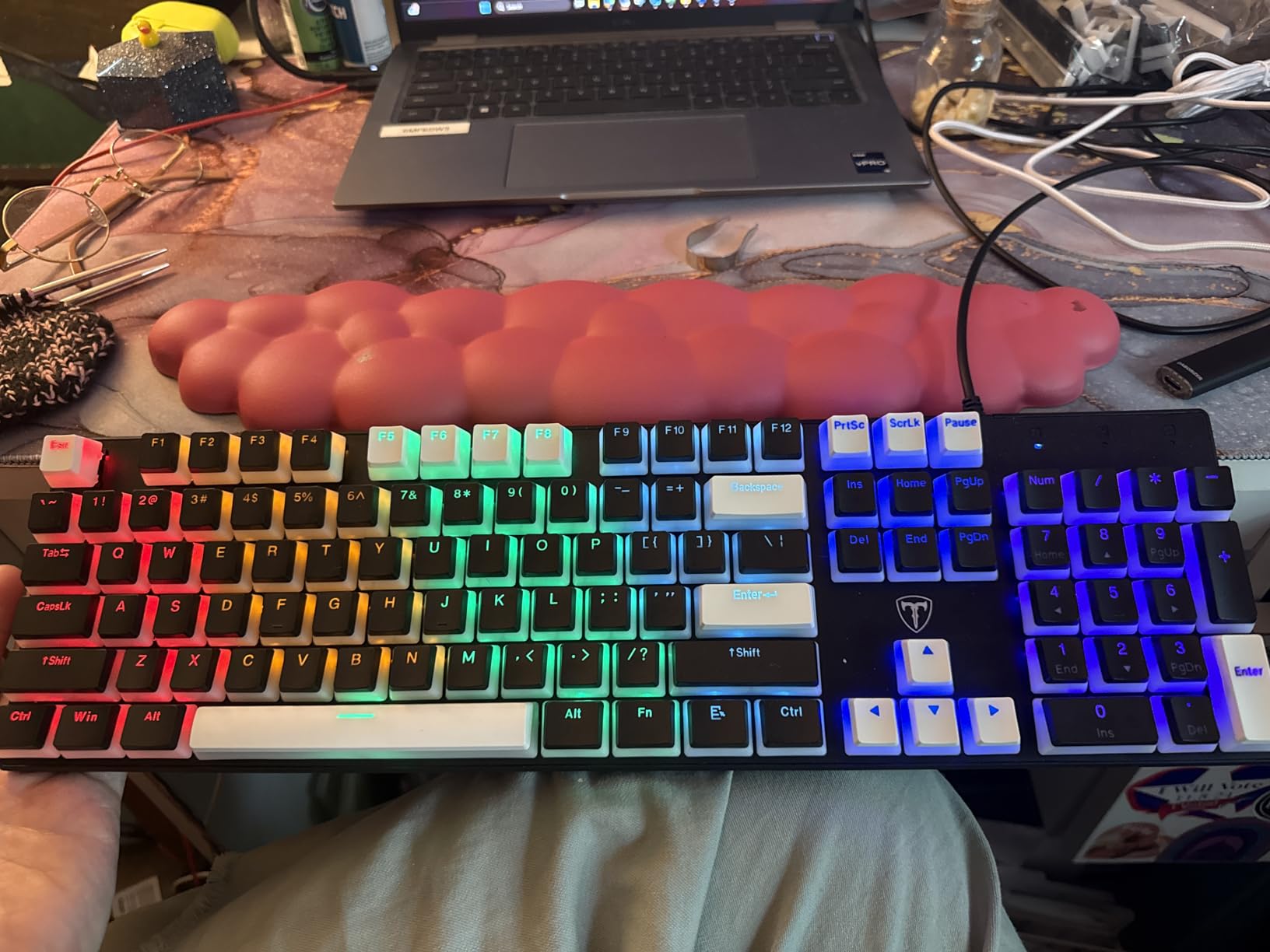 RisoPhy Mechanical Gaming Keyboard, RGB 104 Keys Ultra-Slim LED Backlit USB Wired Keyboard with Blue Switch, Durable Abs Keycaps/Anti-Ghosting/Spill-Resistant Computer Keyboard for PC Mac Xbox Gamer | 104 Keys, RGB LED Backlit, Durable Abs Keycaps, Anti-Ghosting/Spill-Resistant/Ultra-Slim Computer Keyboards PC Mac Xbox Gamer customer photo 2
